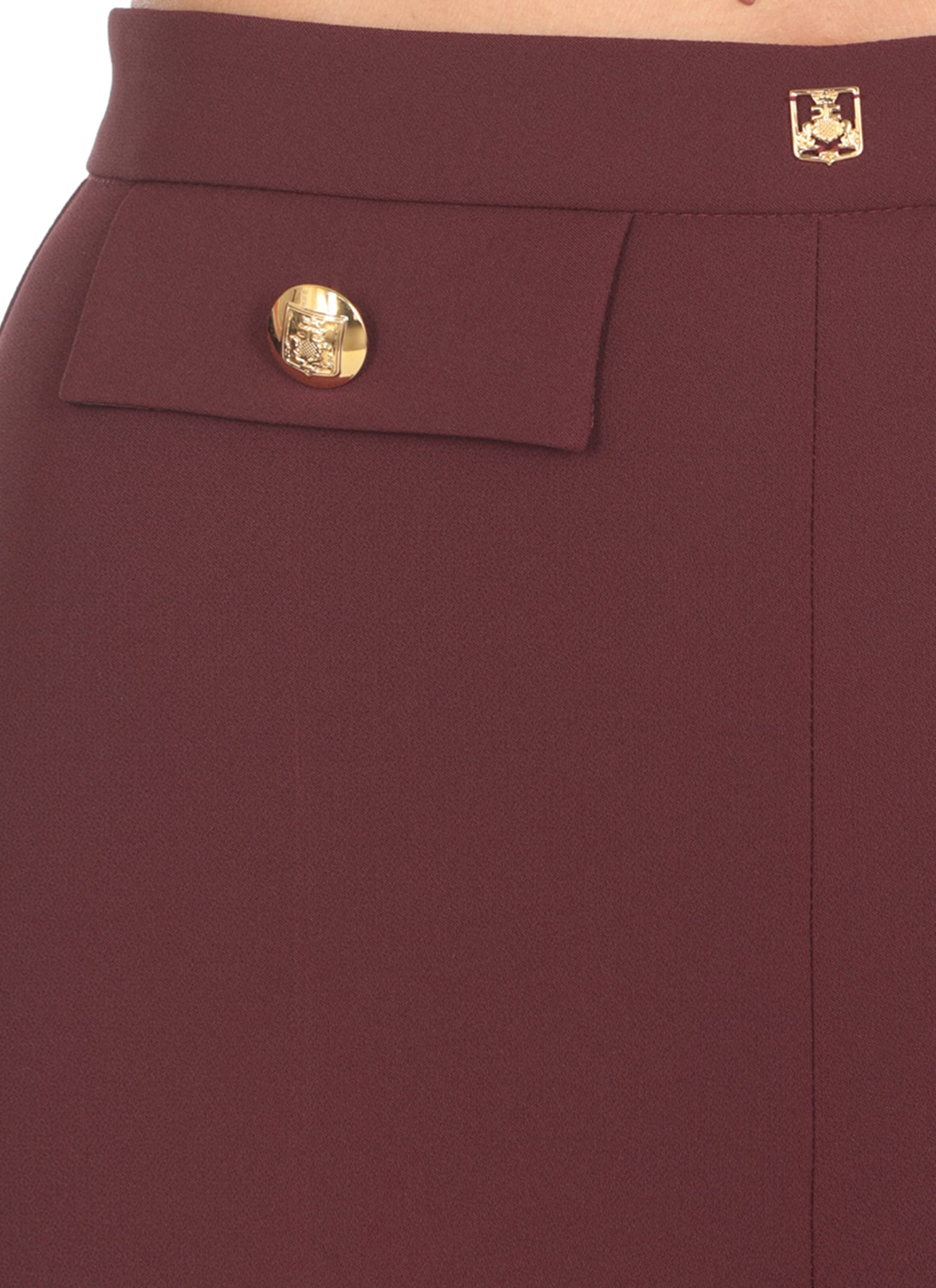 Shop Elisabetta Franchi Pants With Logo In Bordeaux