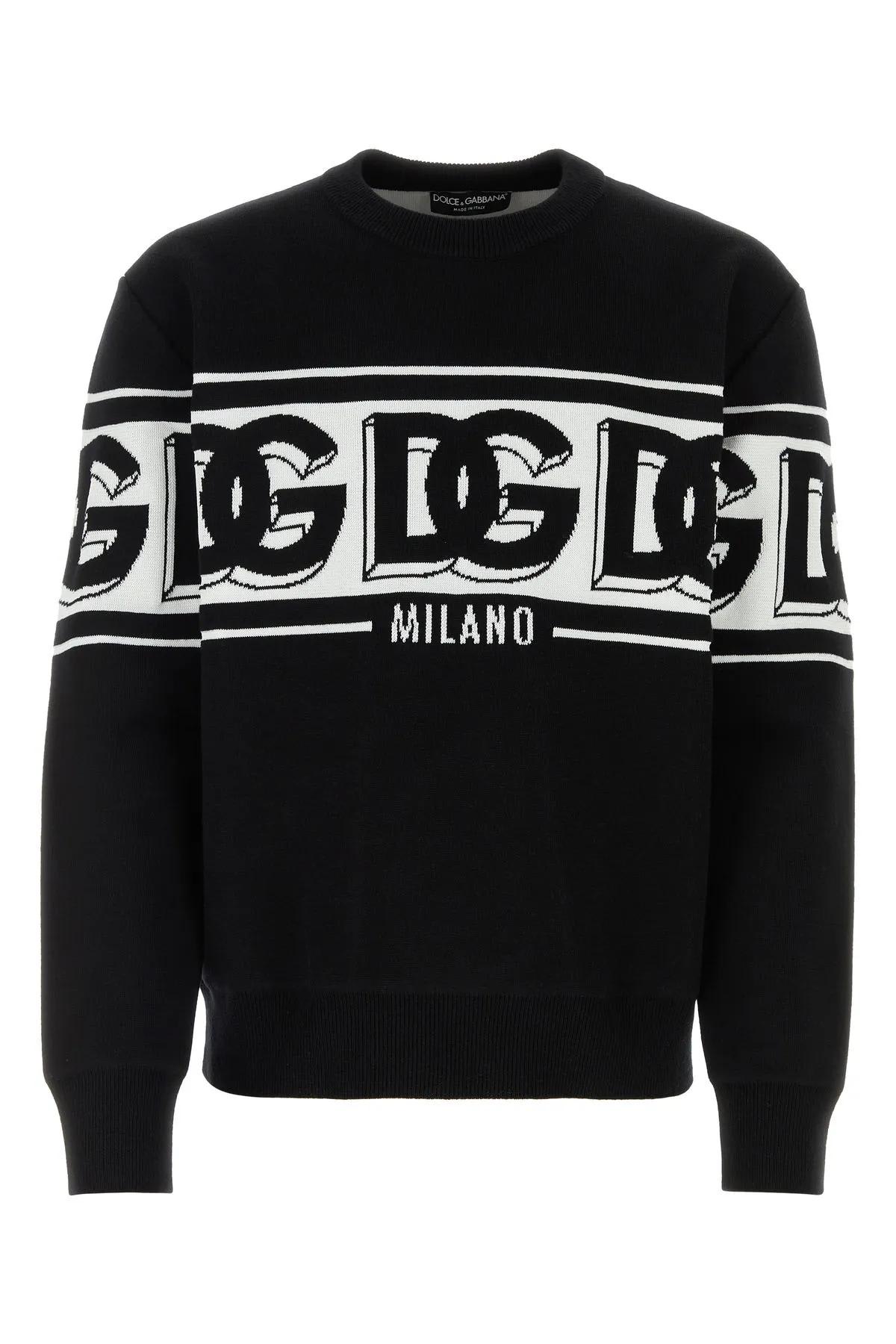 Shop Dolce & Gabbana Black Stretch Polyester Blend Sweater In Nero