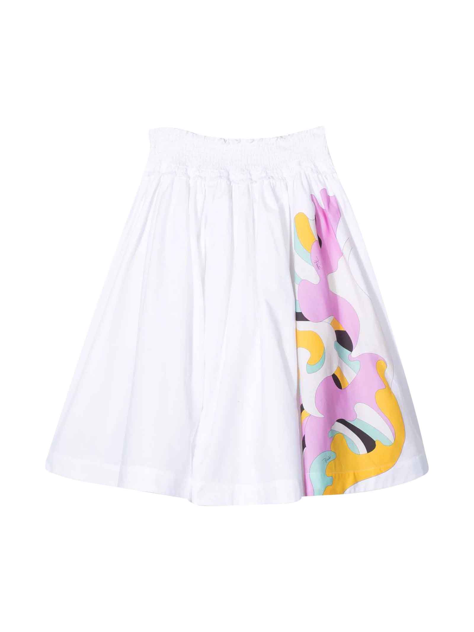 Emilio Pucci White Skirt With Multicolor Insert