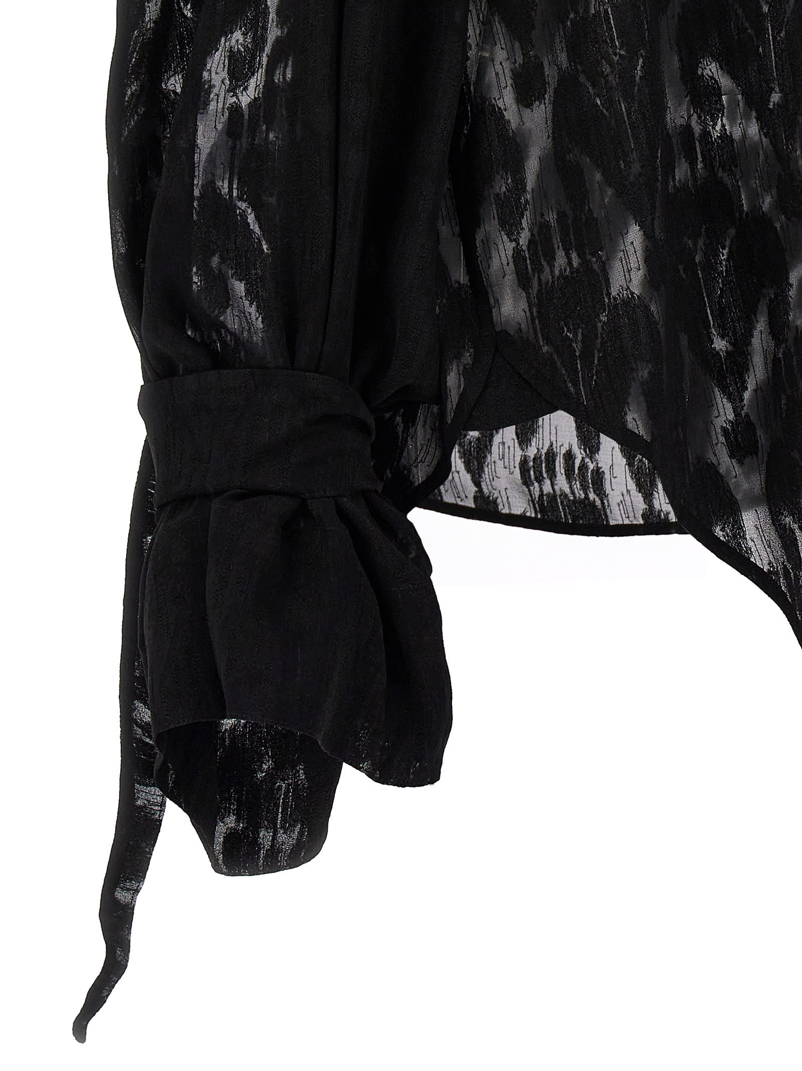 Shop Saint Laurent Transparent Silk Pattern Shirt. In Black