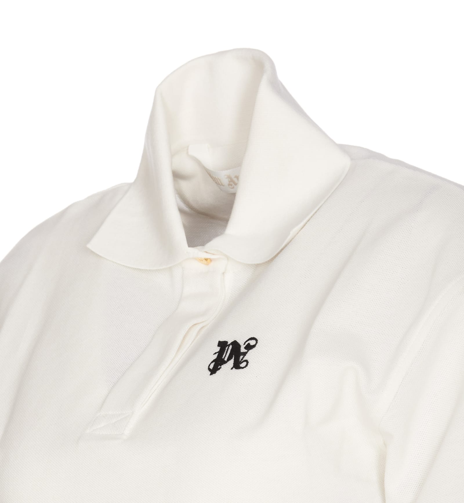 Shop Palm Angels Polo Crop Monogram In White