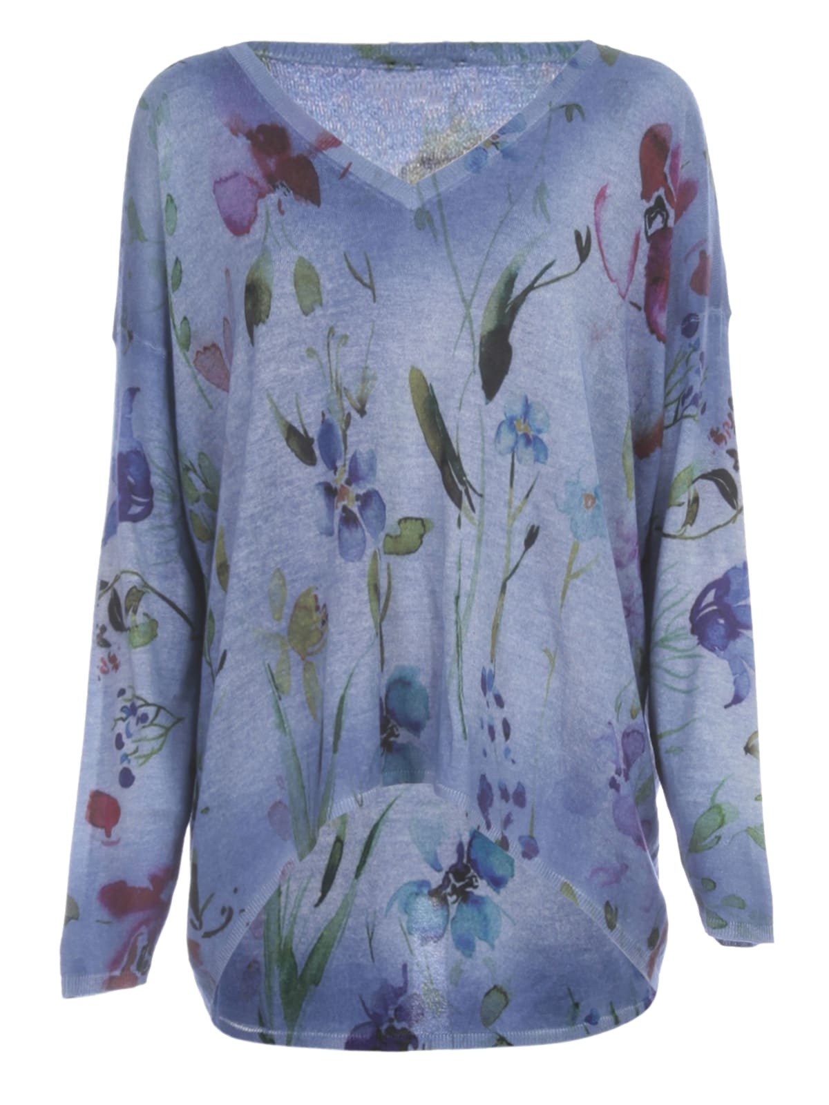 AVANT TOI OVER V NECK PULLOVER W/FLOWERS PRINT AND SHADOWS,11282849