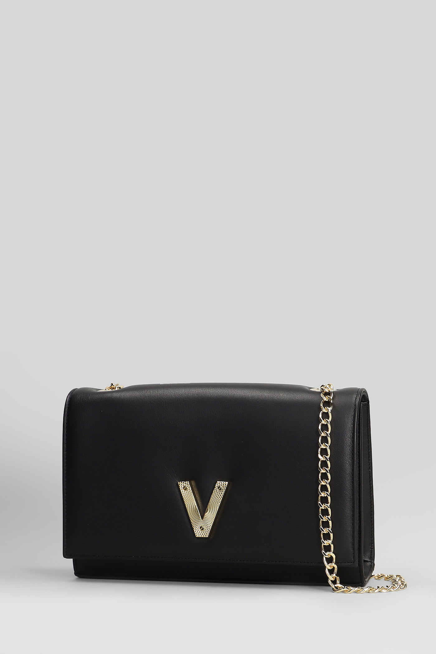 Via Roma 15 Shoulder Bag In Black Leather In Black