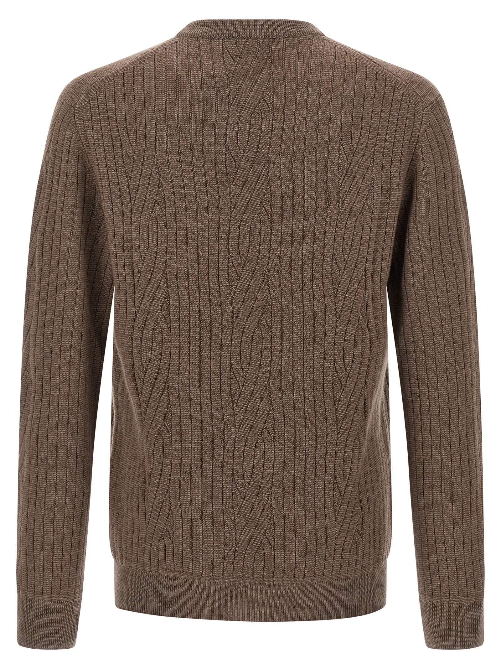Brioni Ribbed And Braid Sweater Sweaters And Cardigans Brown In Brown