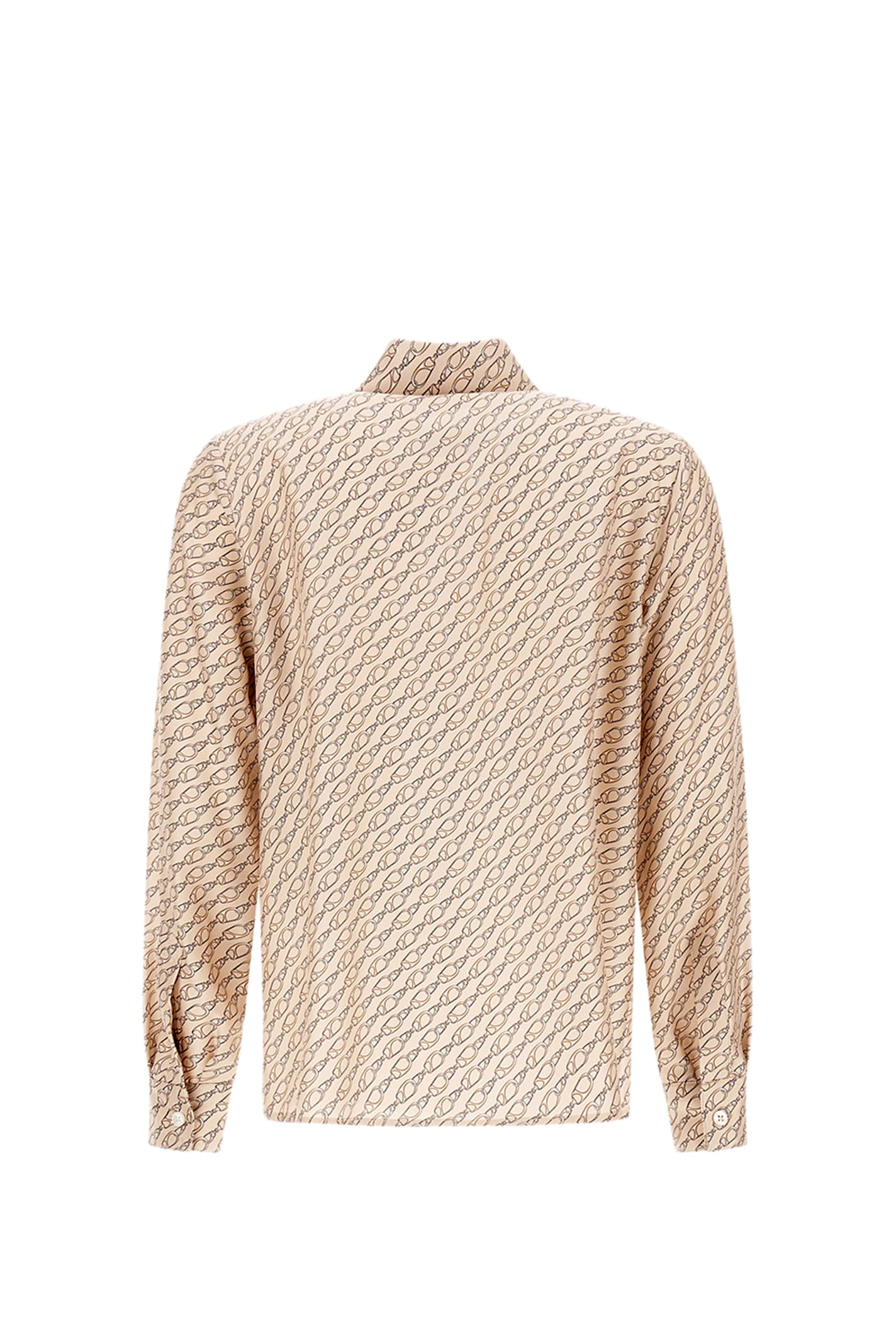 Herno Camel Mulberry Silk Shirt With Unique Hook Print In Neutrals