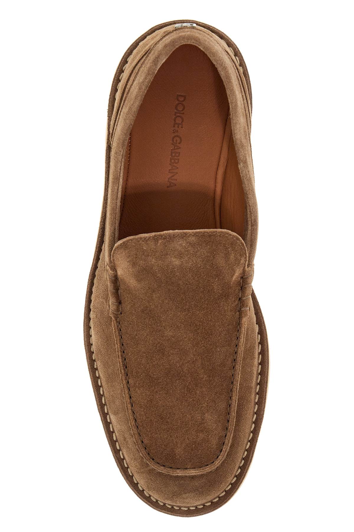 Shop Dolce & Gabbana Suede Leather Moccas In Nocciola (brown)