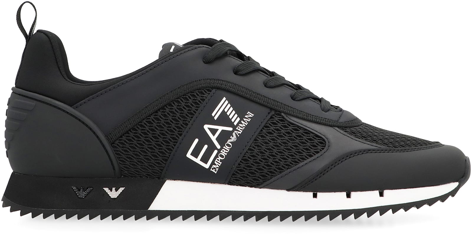 Ea7 Logo-embellished Lace-up Sneakers In Black