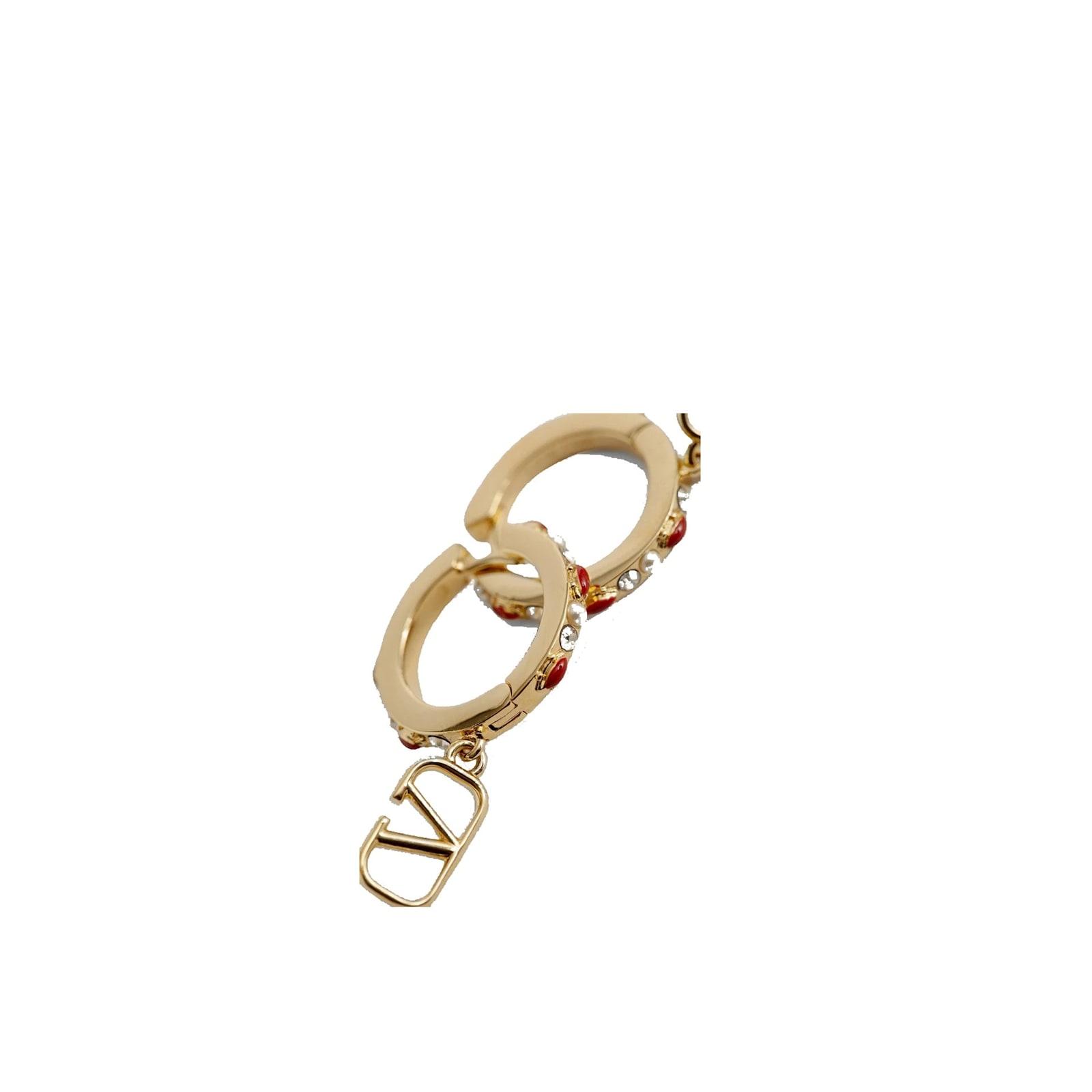 Valentino Bejeweled Hoop Earrings In Gold