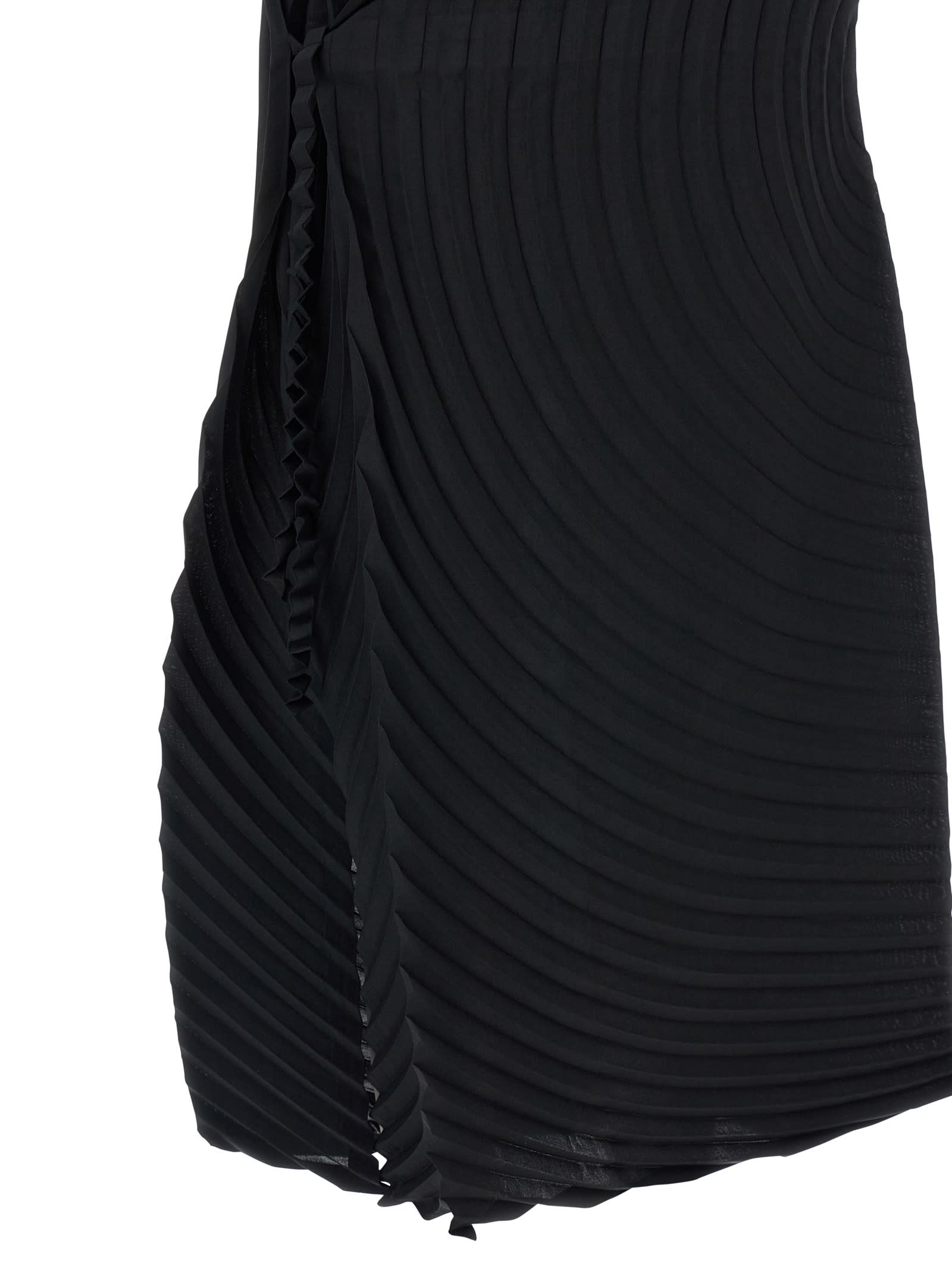 Issey Miyake Paper Bag Pleats Midi Dress In Black