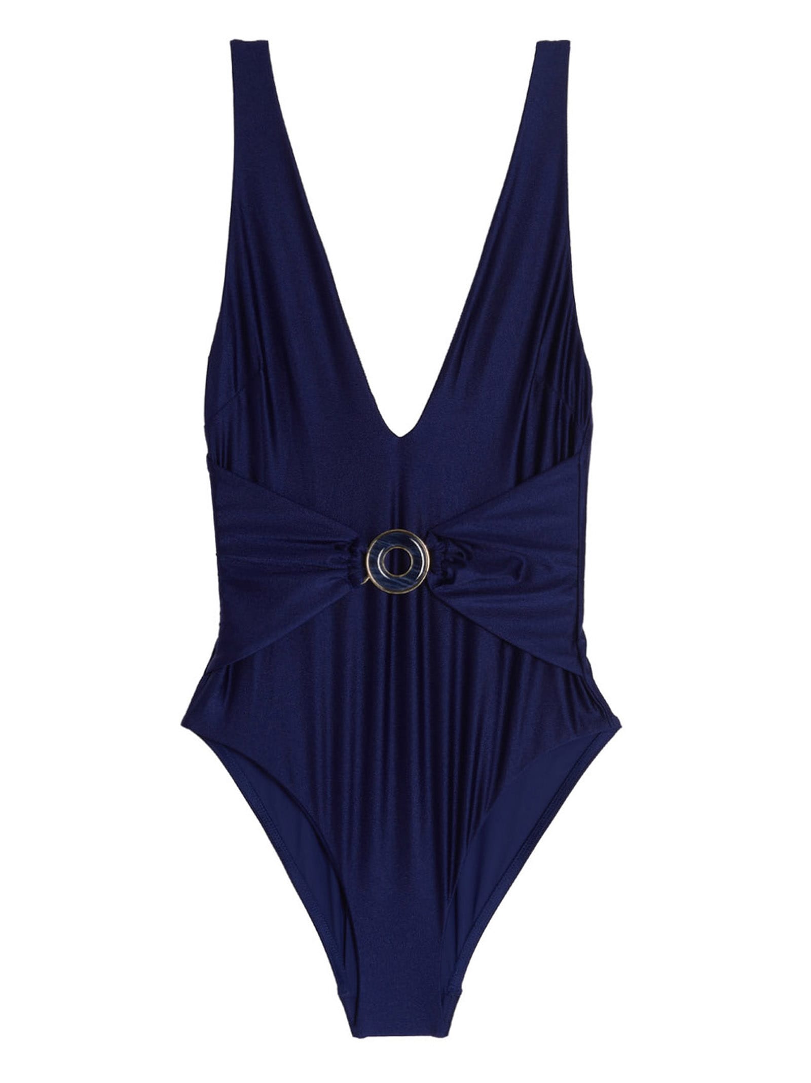 Shop Zimmermann One-piece Swimsuit Tiggy Plunge Circle Link In Blue