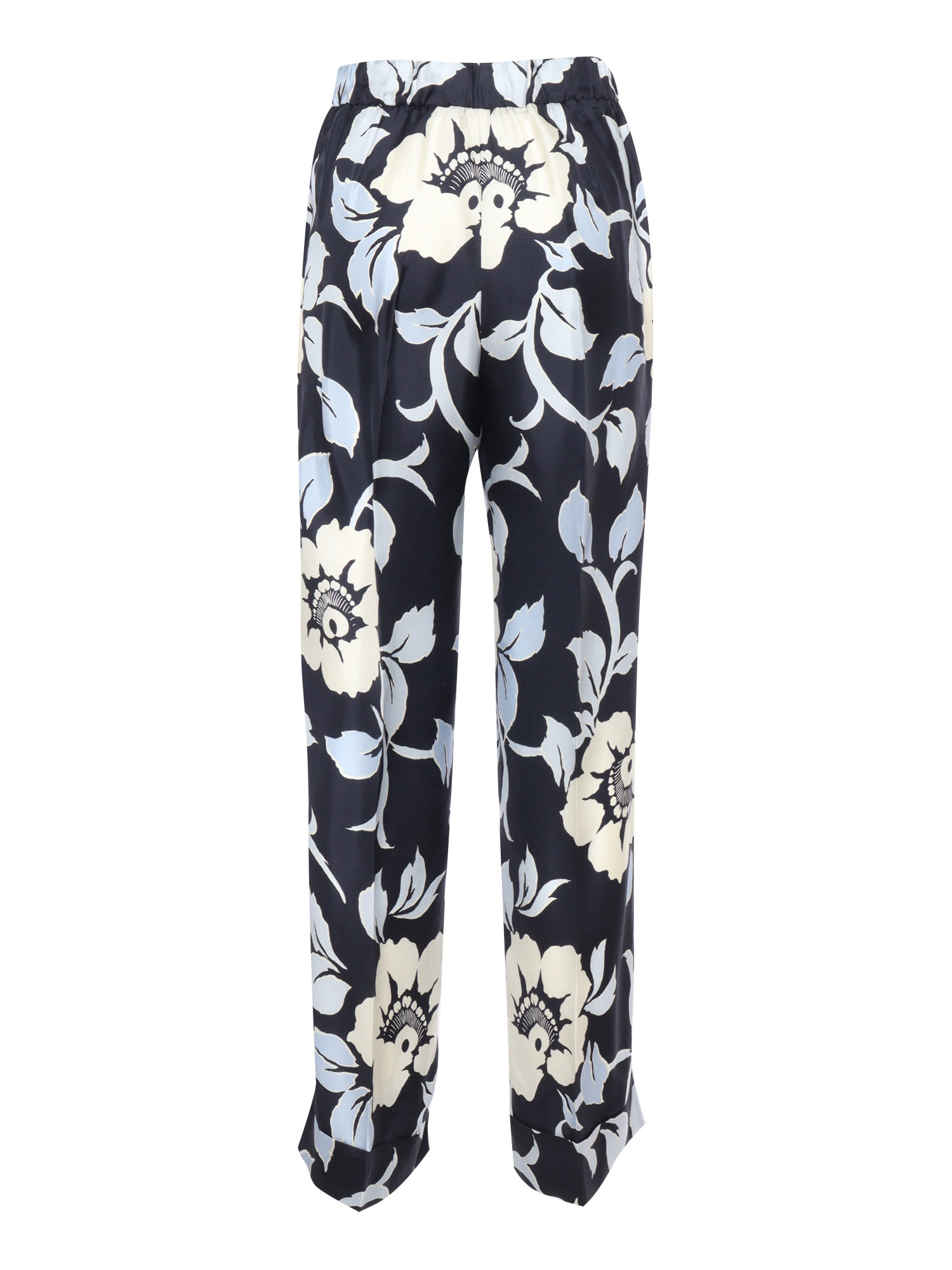 Shop P.a.r.o.s.h Floral Print Silk Trousers In Multicolor