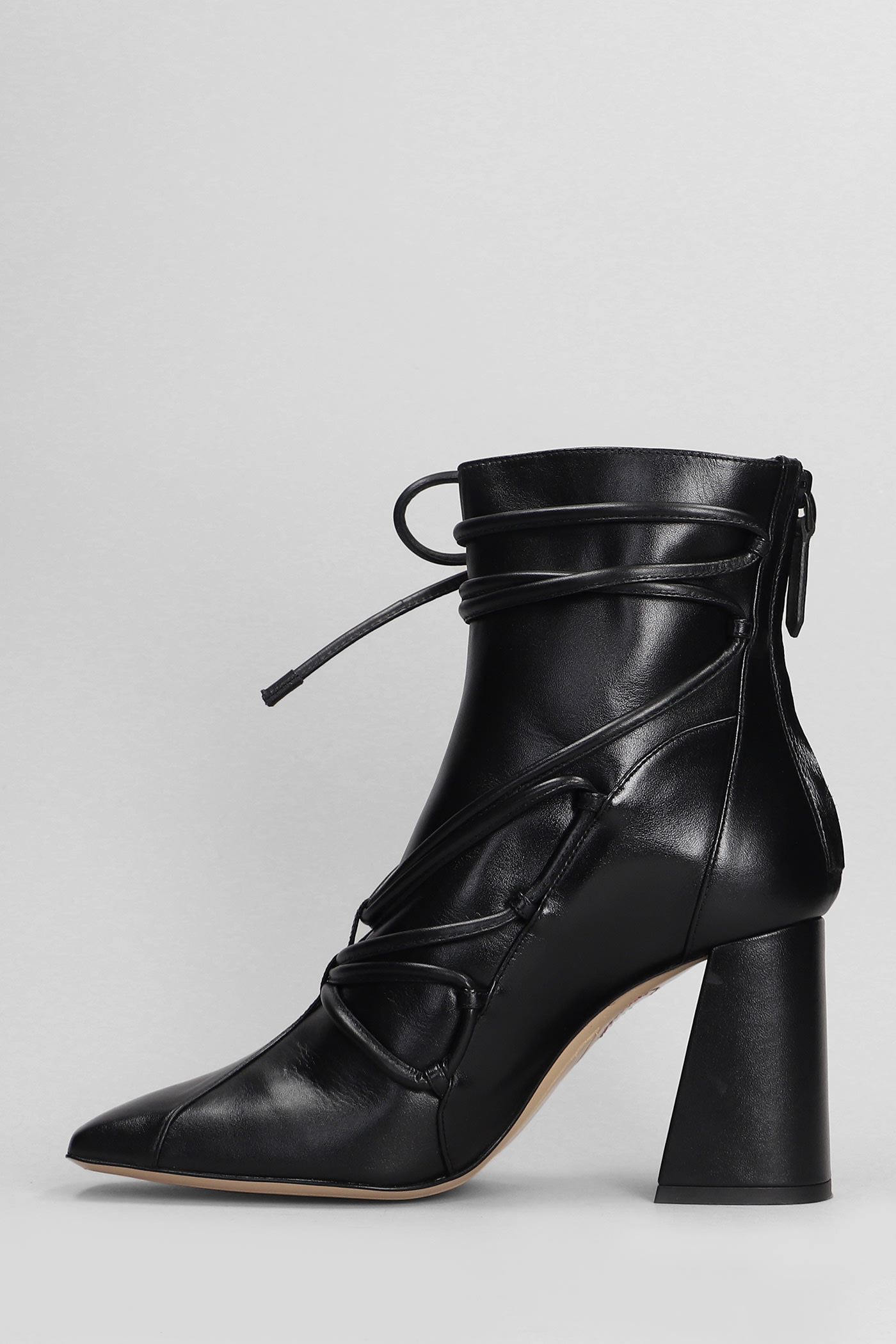 SOPHIA WEBSTER HAVANNA HIGH HEELS ANKLE BOOTS IN BLACK LEATHER 