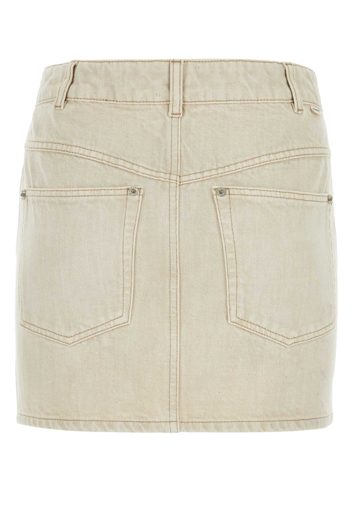 Marant Etoile Sand Denim Vesna Mini Skirt In Ecru