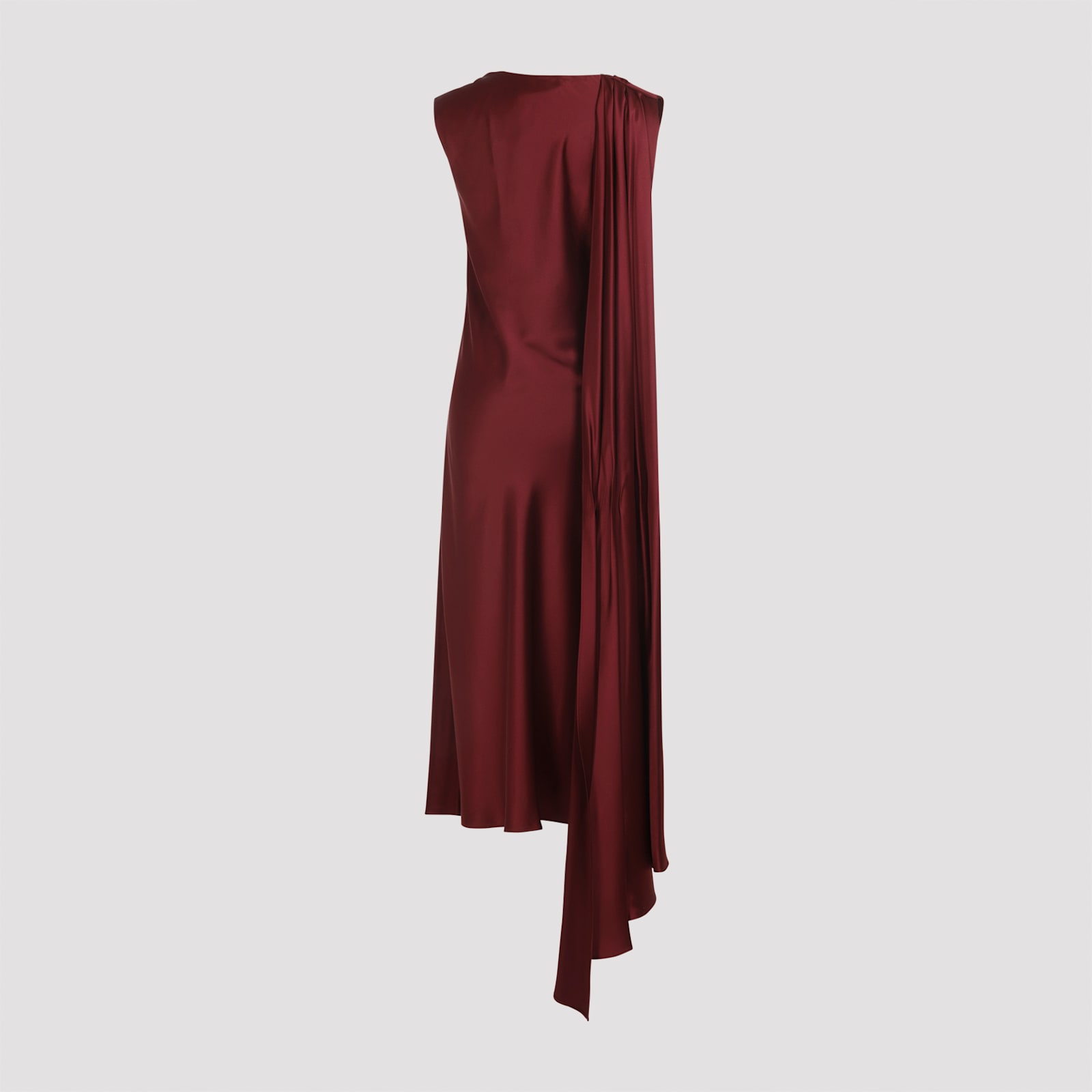 Max Mara Silk Midi Dress With Asymmetric Draped Detail In Red