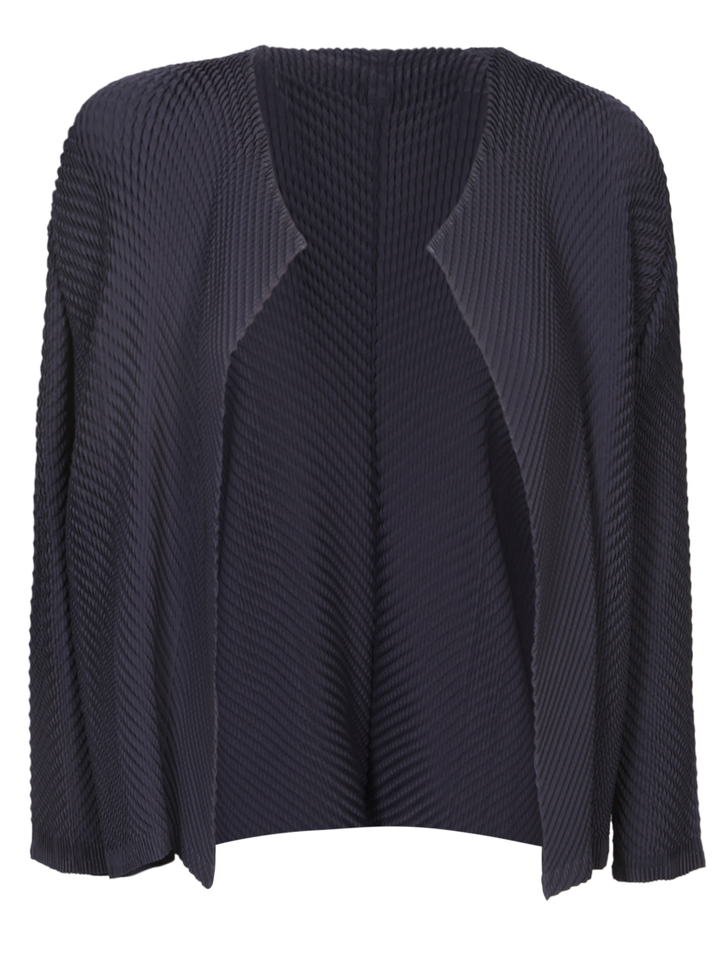 Blue Orbicular Pleats Cardigan