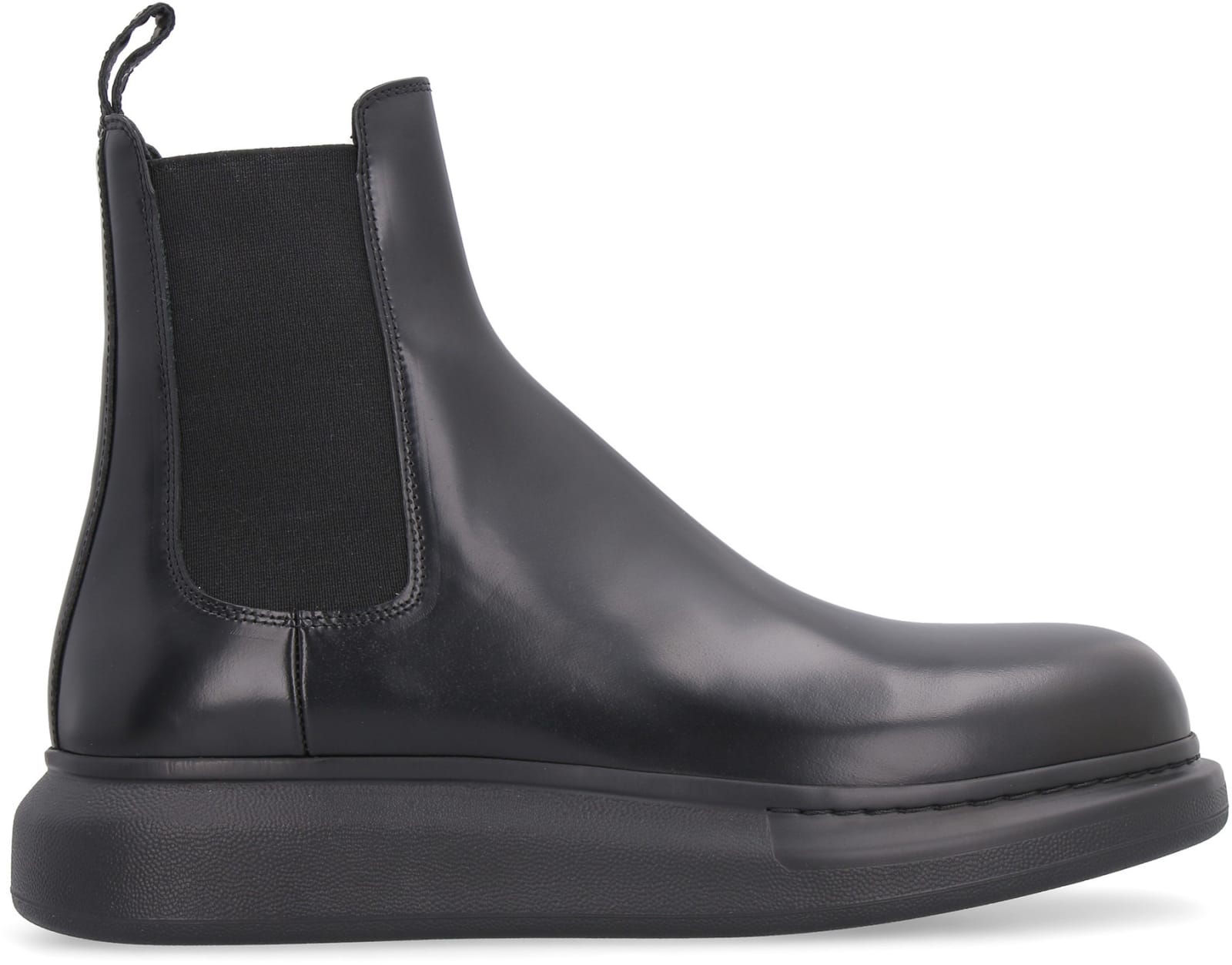 Shop Alexander Mcqueen Hybrid Leather Chelsea Boots In Black