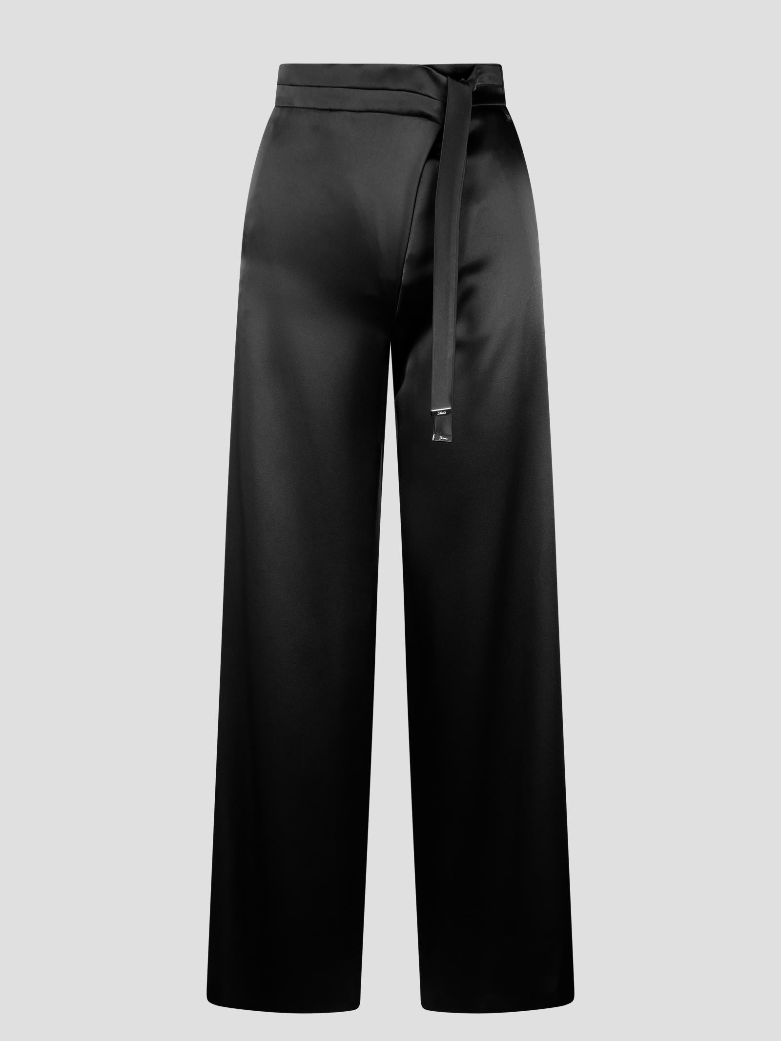 Shop Herno Satin Fluid Trousers In Black