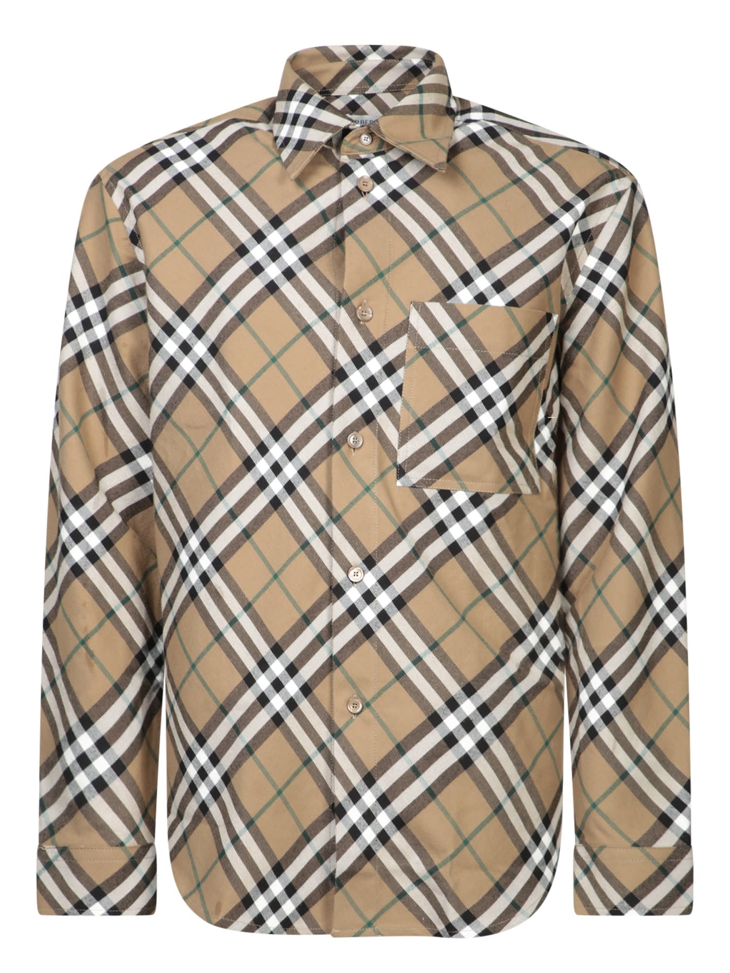 Shop Burberry Check Brown Shirt