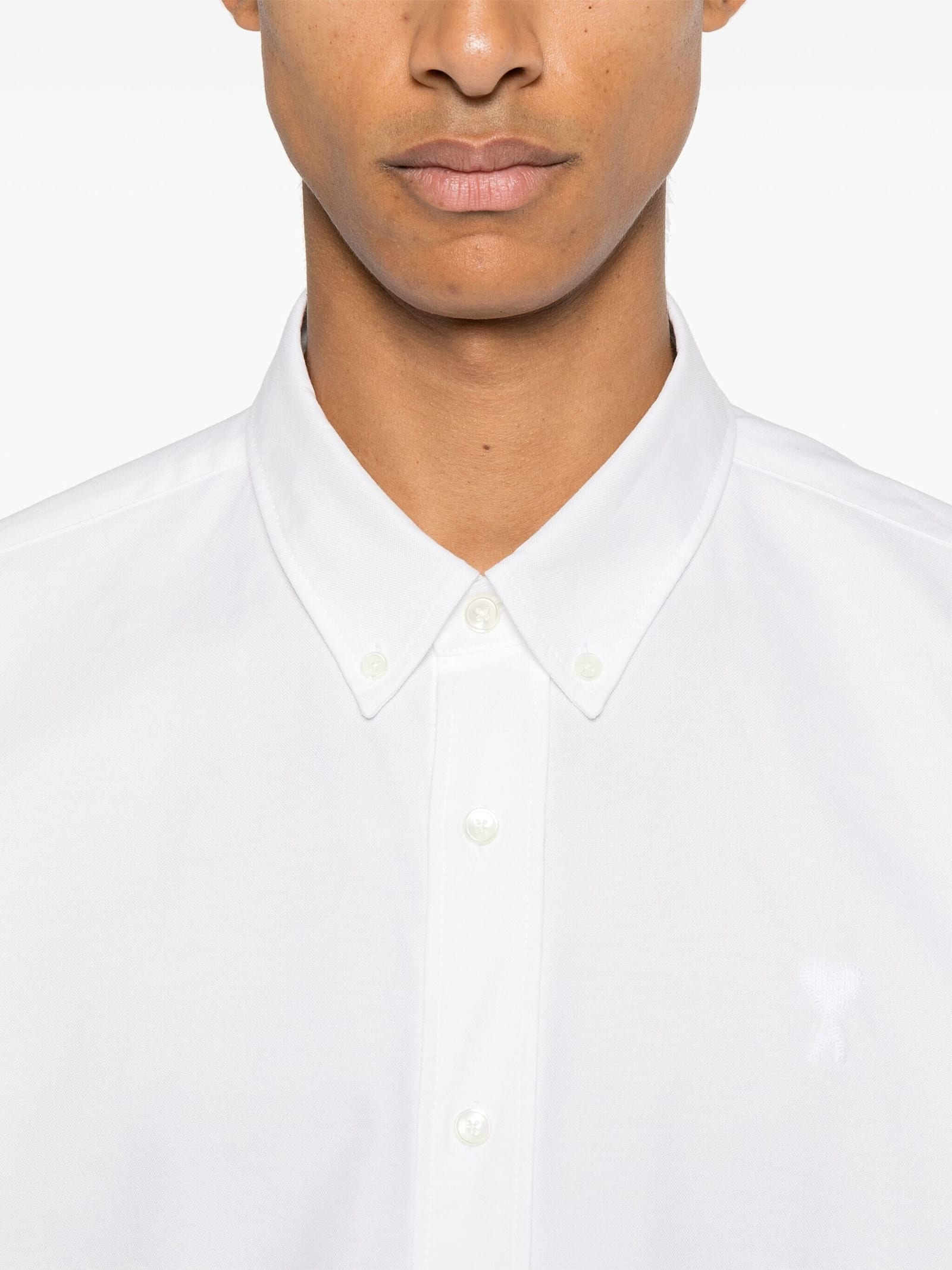 Shop Ami Alexandre Mattiussi Classic Fit Shirt In Natural White