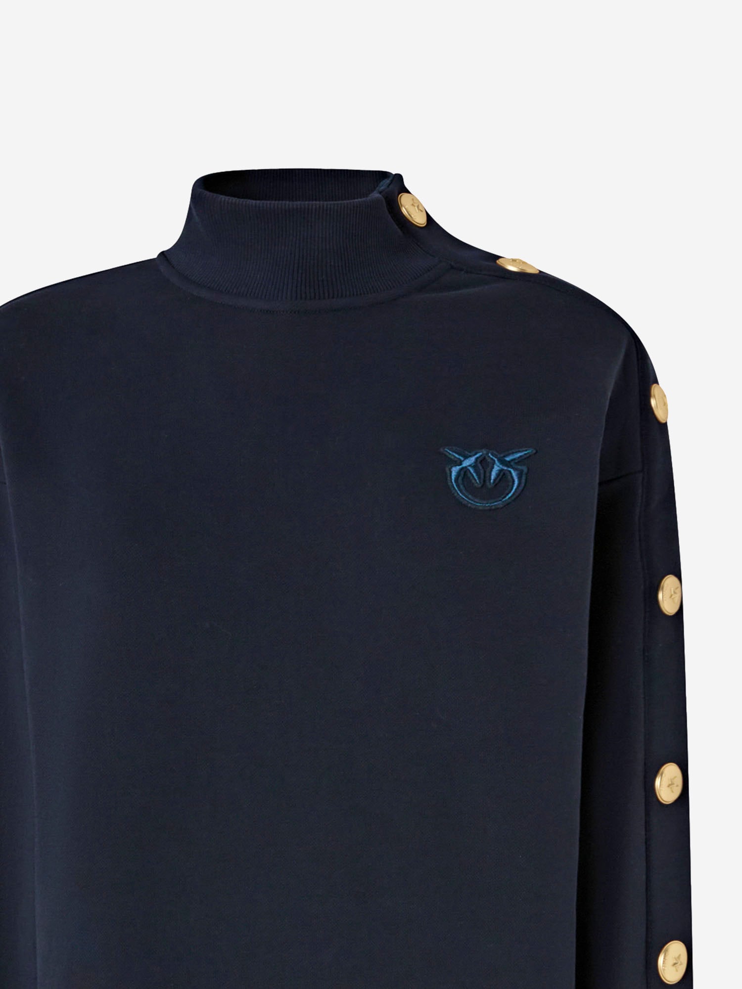 Pinko Button-detailed High-neck Mini Dress In Blue