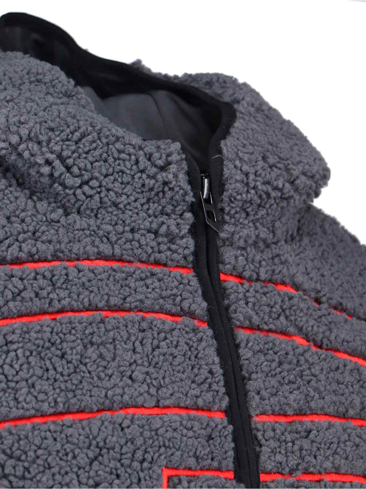 Diesel Textured Fleece Jacket With Bold Graphic Embroidery In Blue