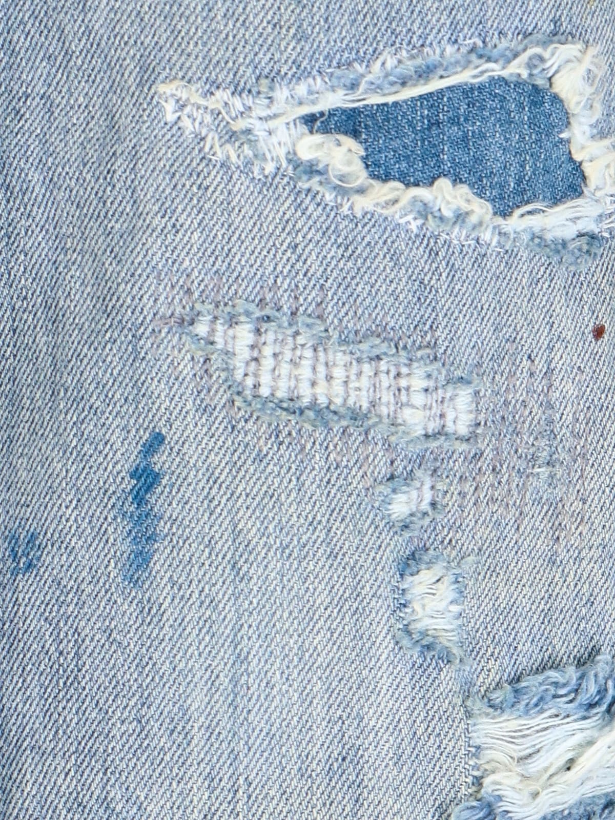 Shop Polo Ralph Lauren Destroyed Details Jeans In Light Blue