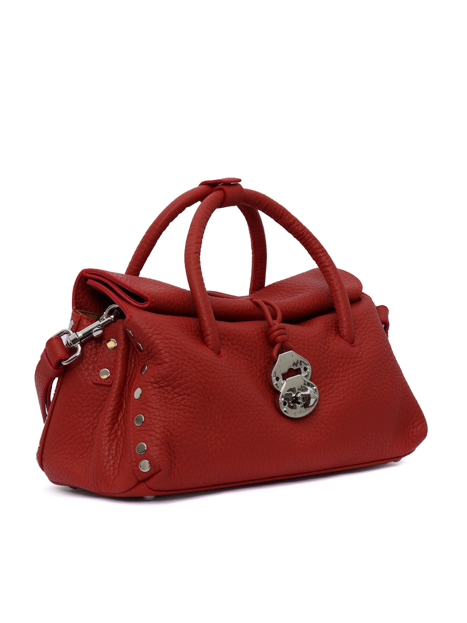 Zanellato Structured Red Leather Handbag With Distinctive Clasp In Red