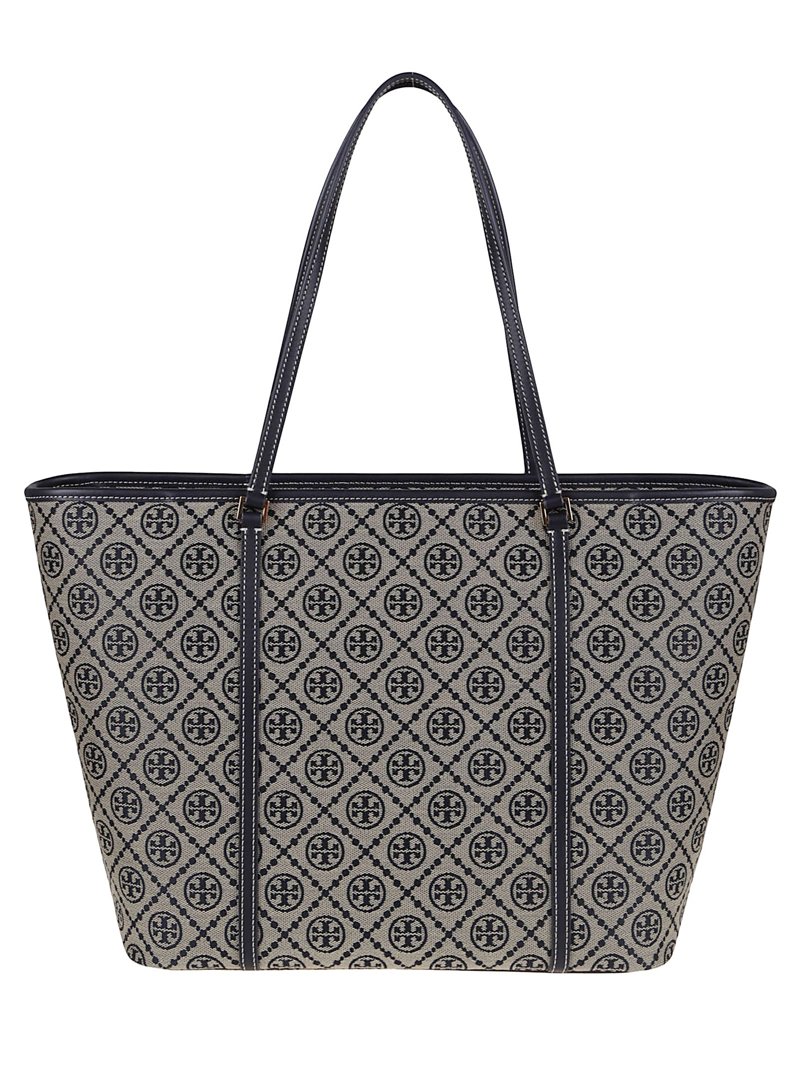 Tory Burch Geometric Patterned Shopper Bag With Sturdy Handles In Blue
