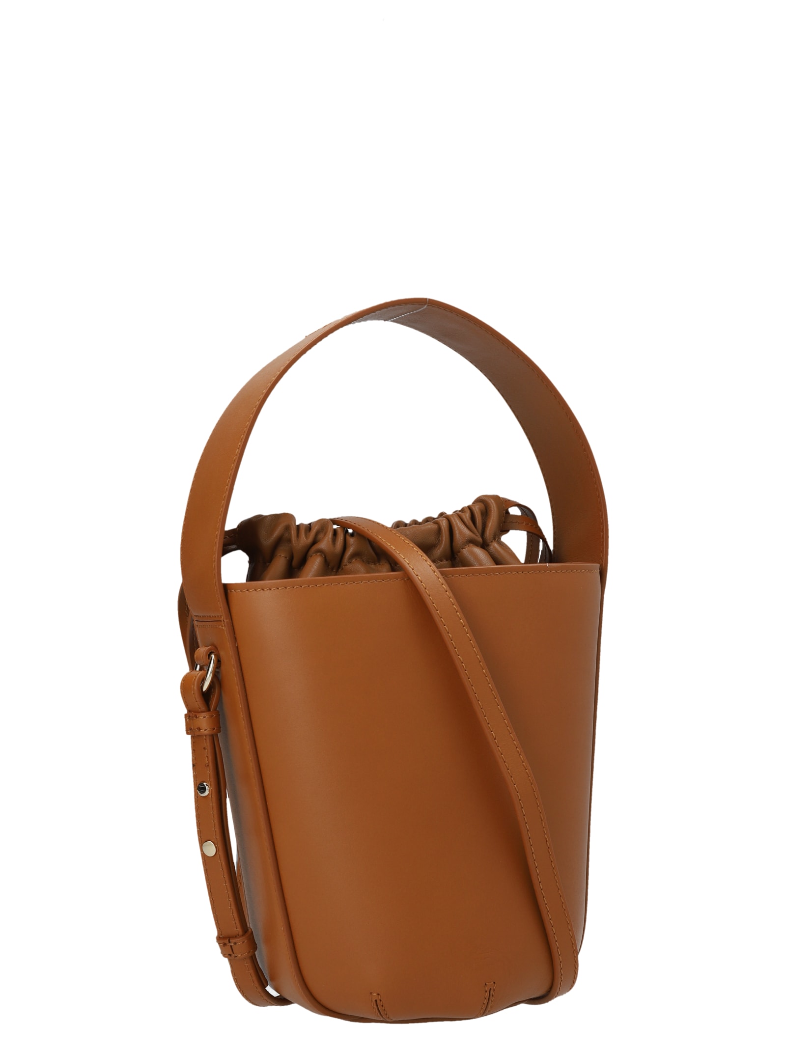 Shop Chloé Leather Bucket Bag In Caramello
