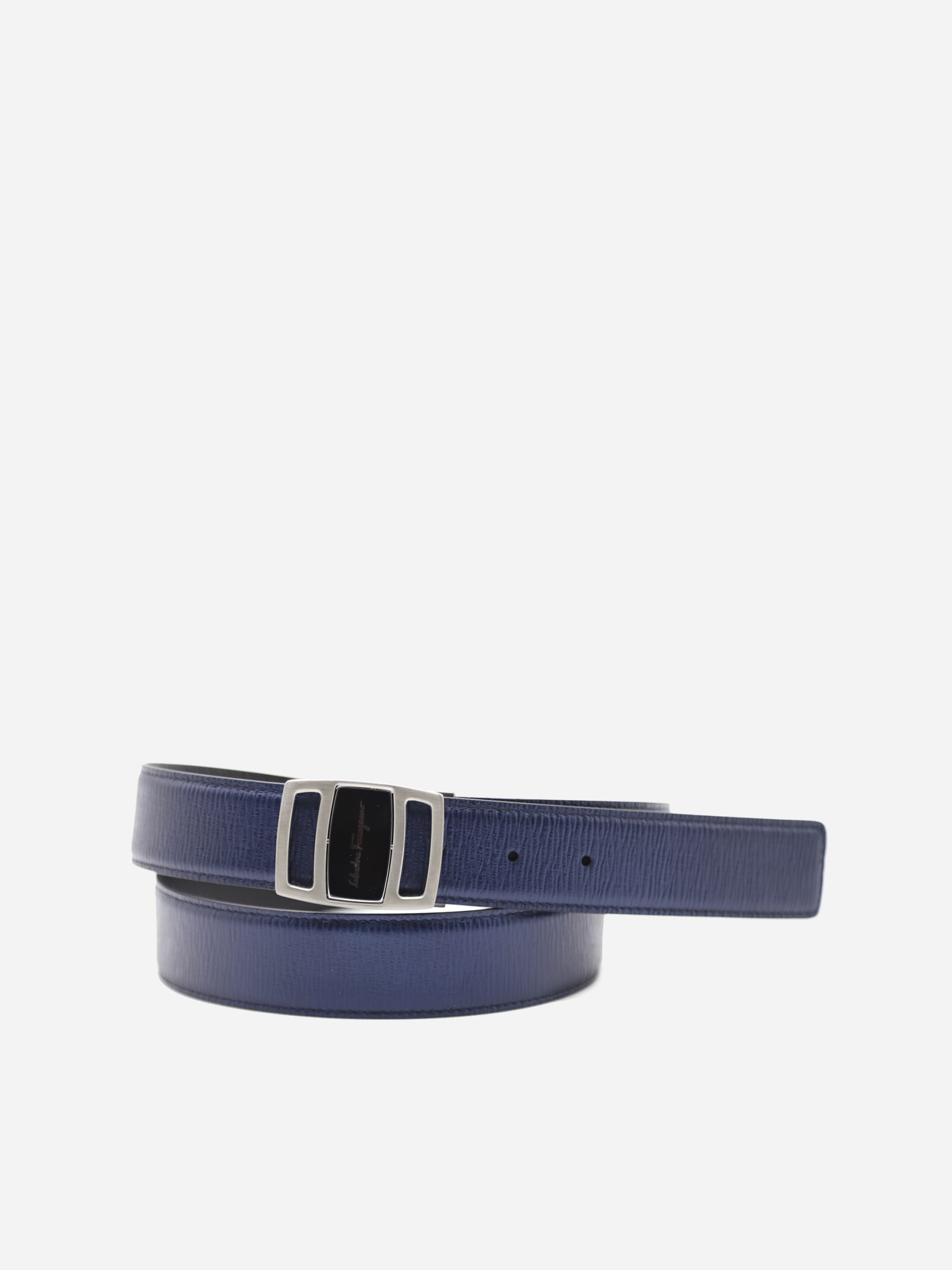 Salvatore Ferragamo Reversible Leather Belt With Metal Buckle With Logo