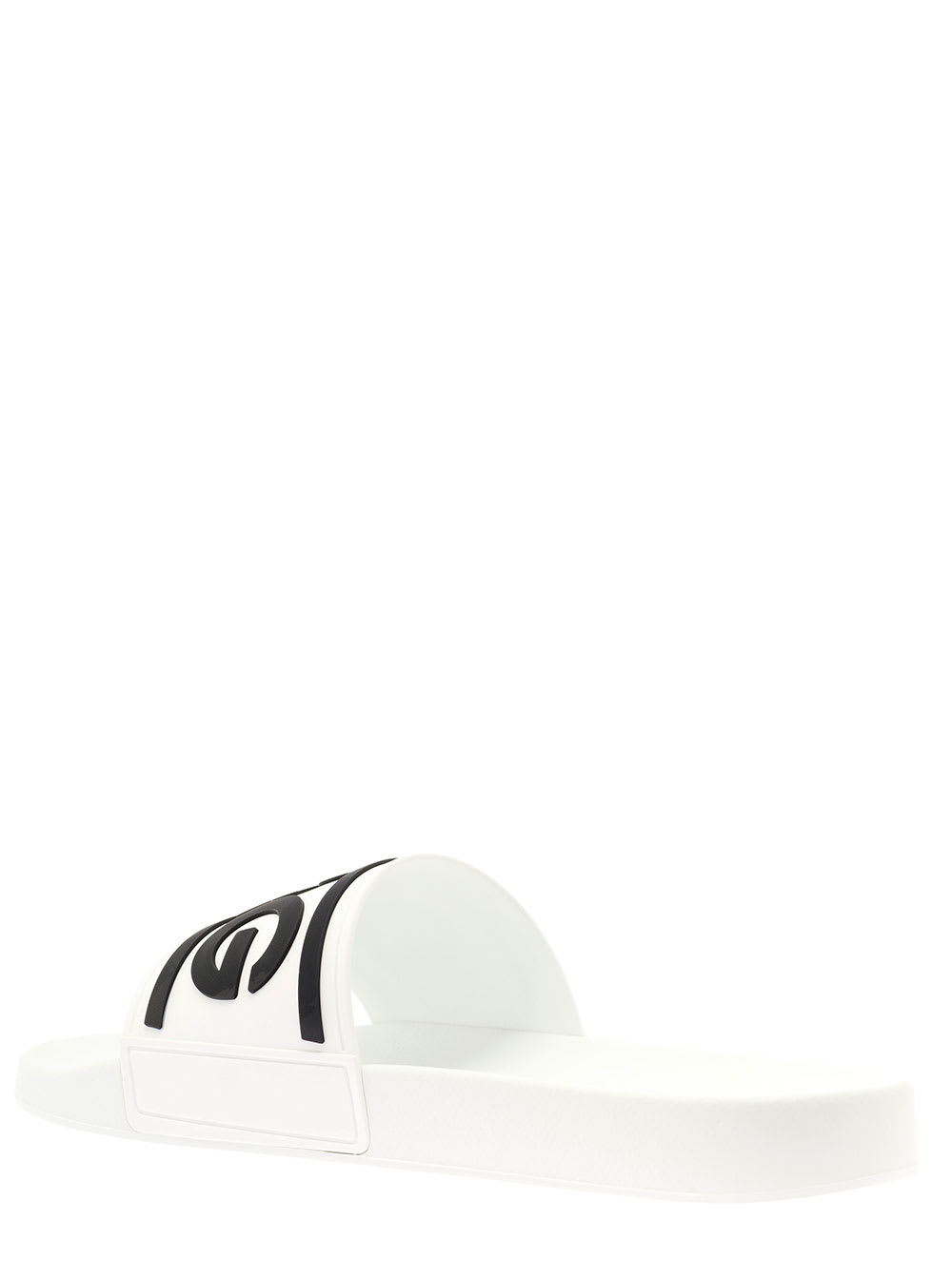 Shop Dolce & Gabbana White Pool Slide In Rubber With Embossed Logo Dolce& Gabbana Man In White/black