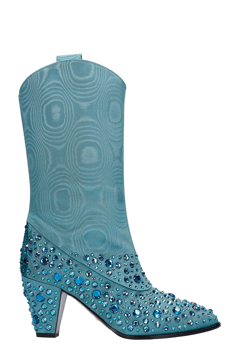 Gucci Texan Ankle Boots In Green Polyester