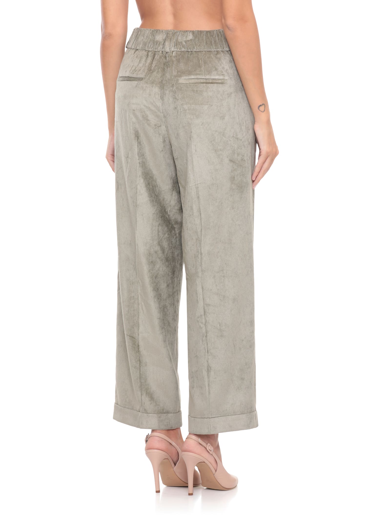 Peserico Pleated Corduroy Trousers In Gray