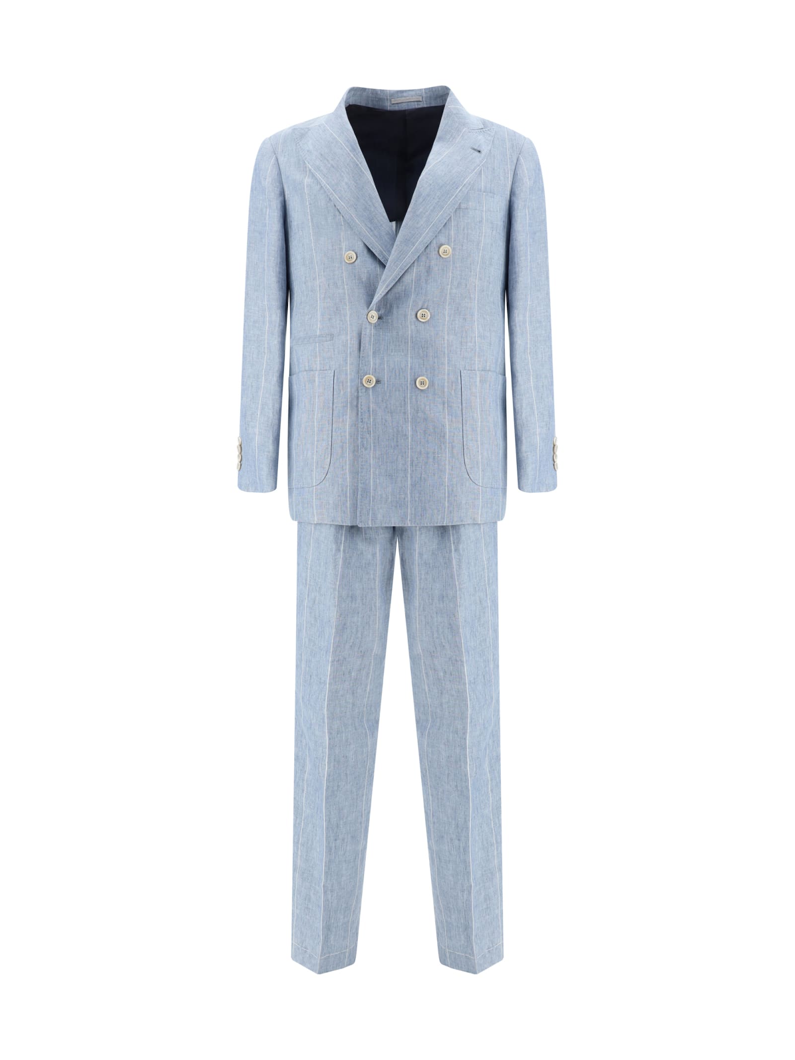 Shop Brunello Cucinelli Suit In Sky Blue