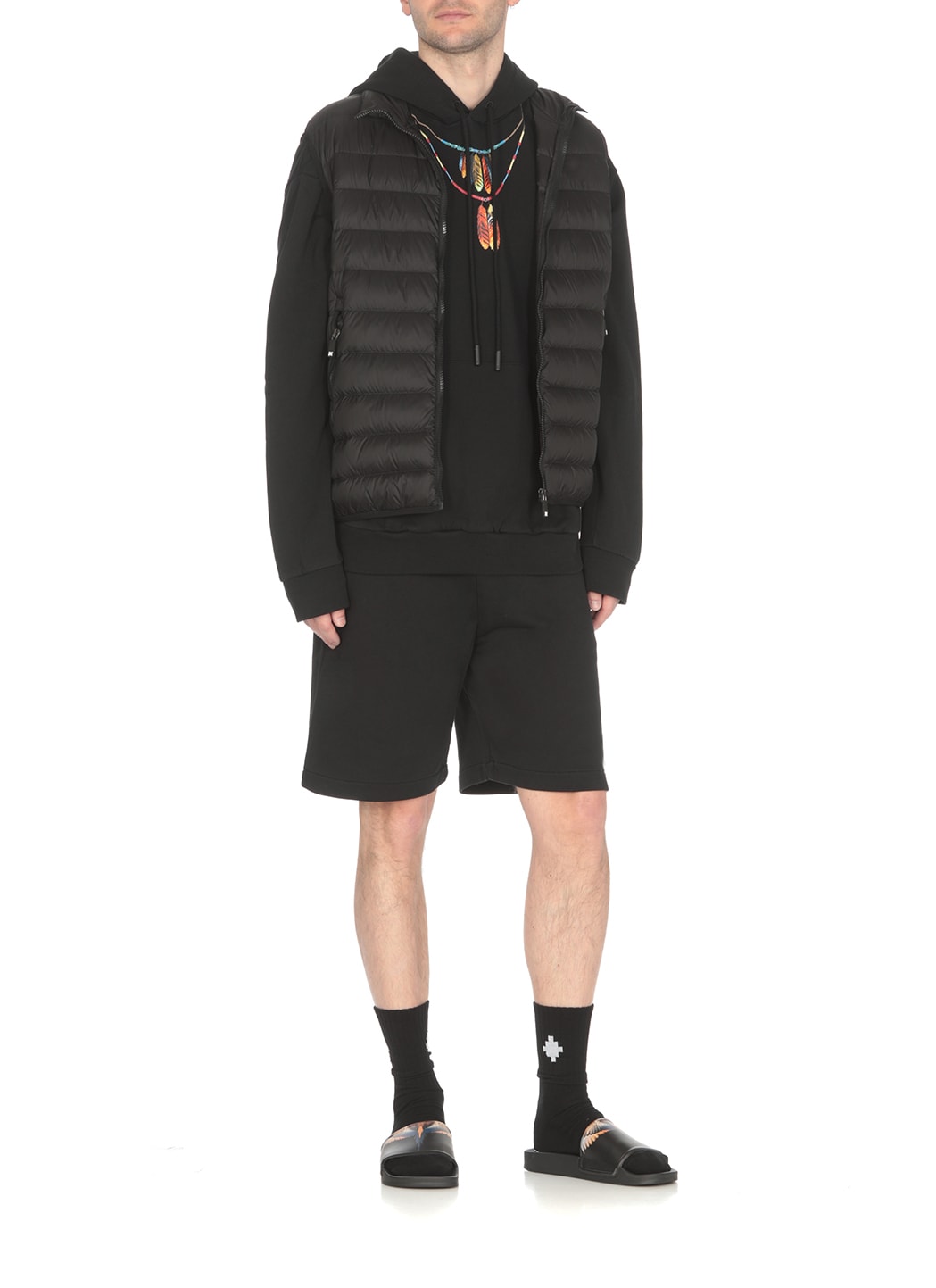 Shop Marcelo Burlon County Of Milan Feathers Necklace Hoodie In Black