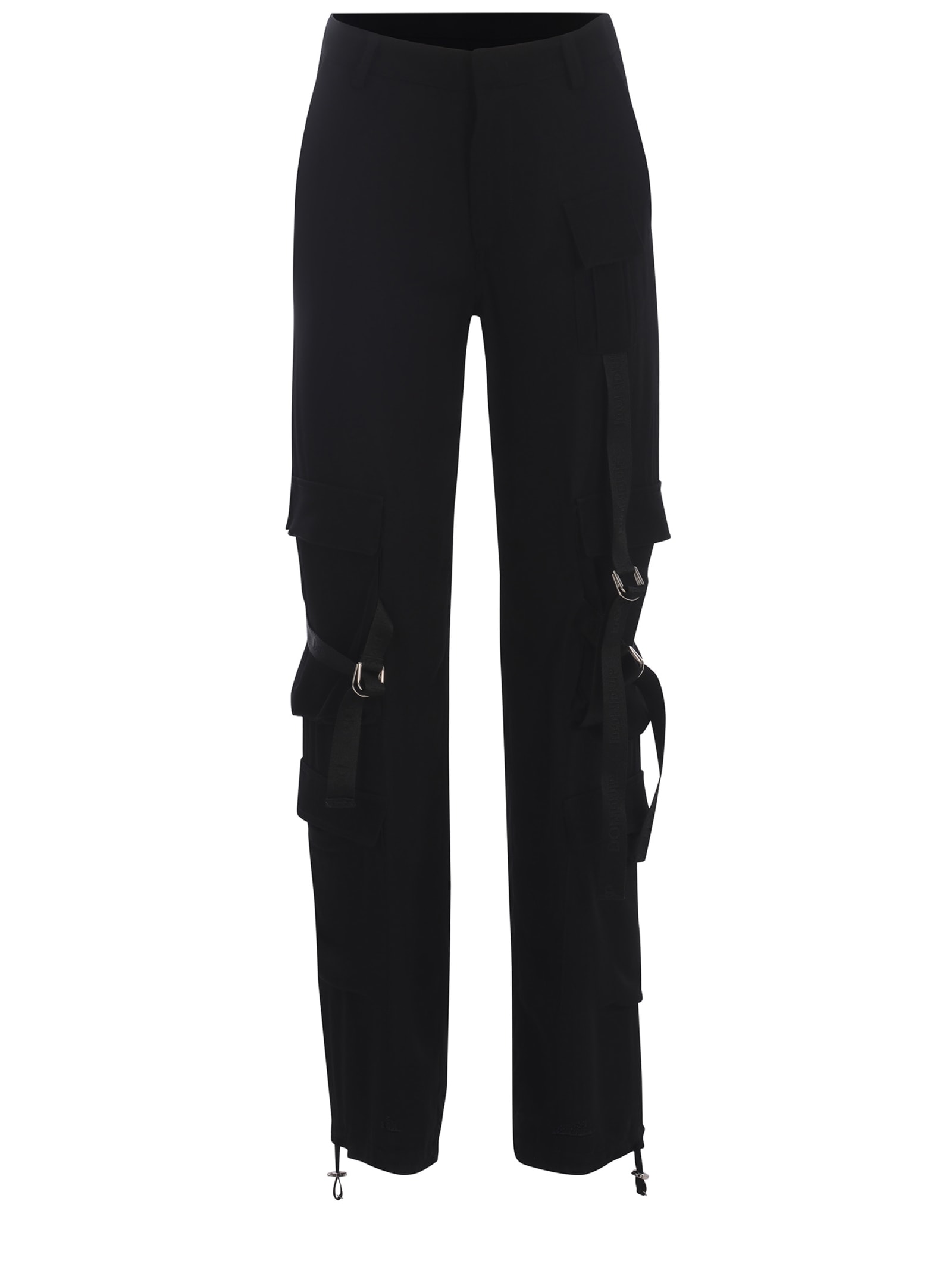 Shop Dondup Trousers  Luz Made Of Georgette In Nero
