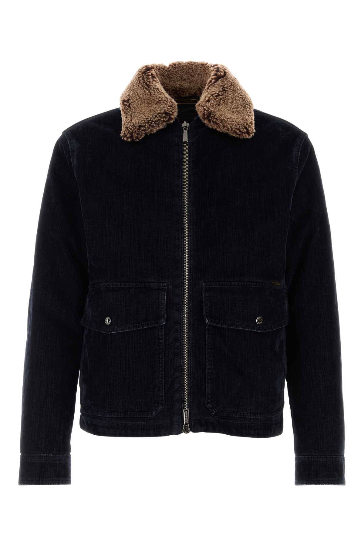 Shop Moorer Dark Blue Velvet Hendric Down Jacket In Darkblu