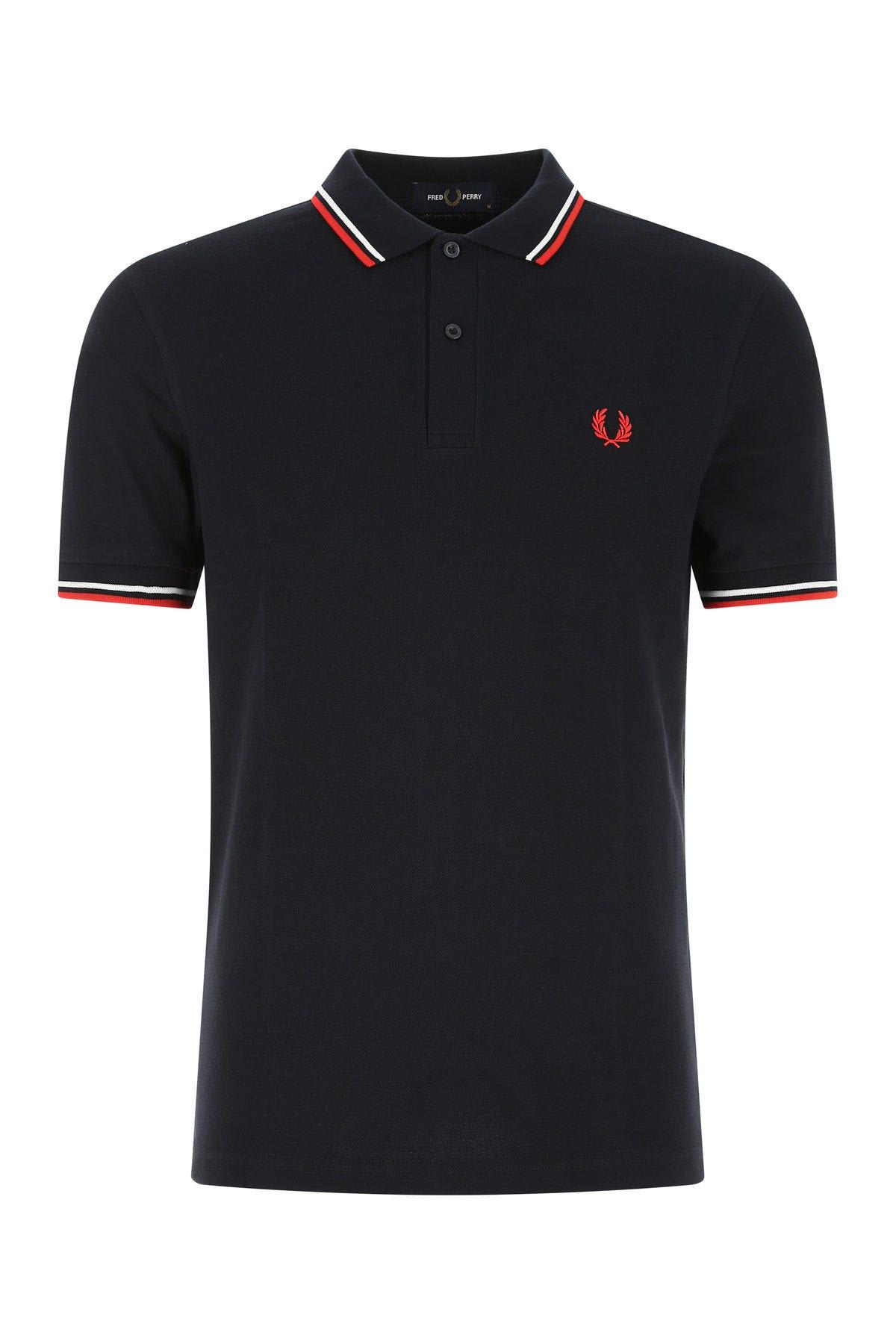 Shop Fred Perry Midnight Blue Piquet Polo Shirt In Navy White