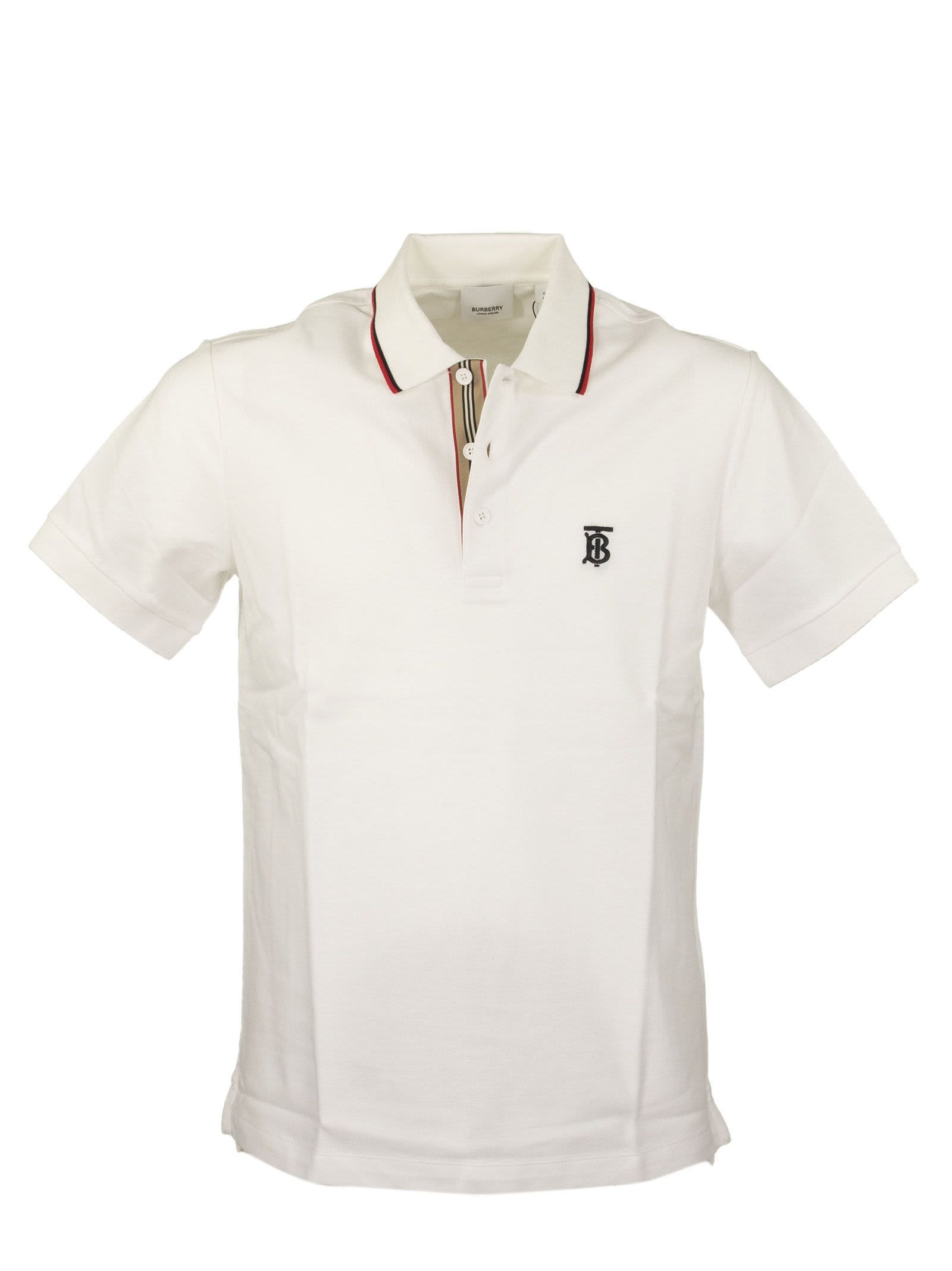 Burberry Walton - Icon Stripe Placket Cotton Piqué Polo Shirt