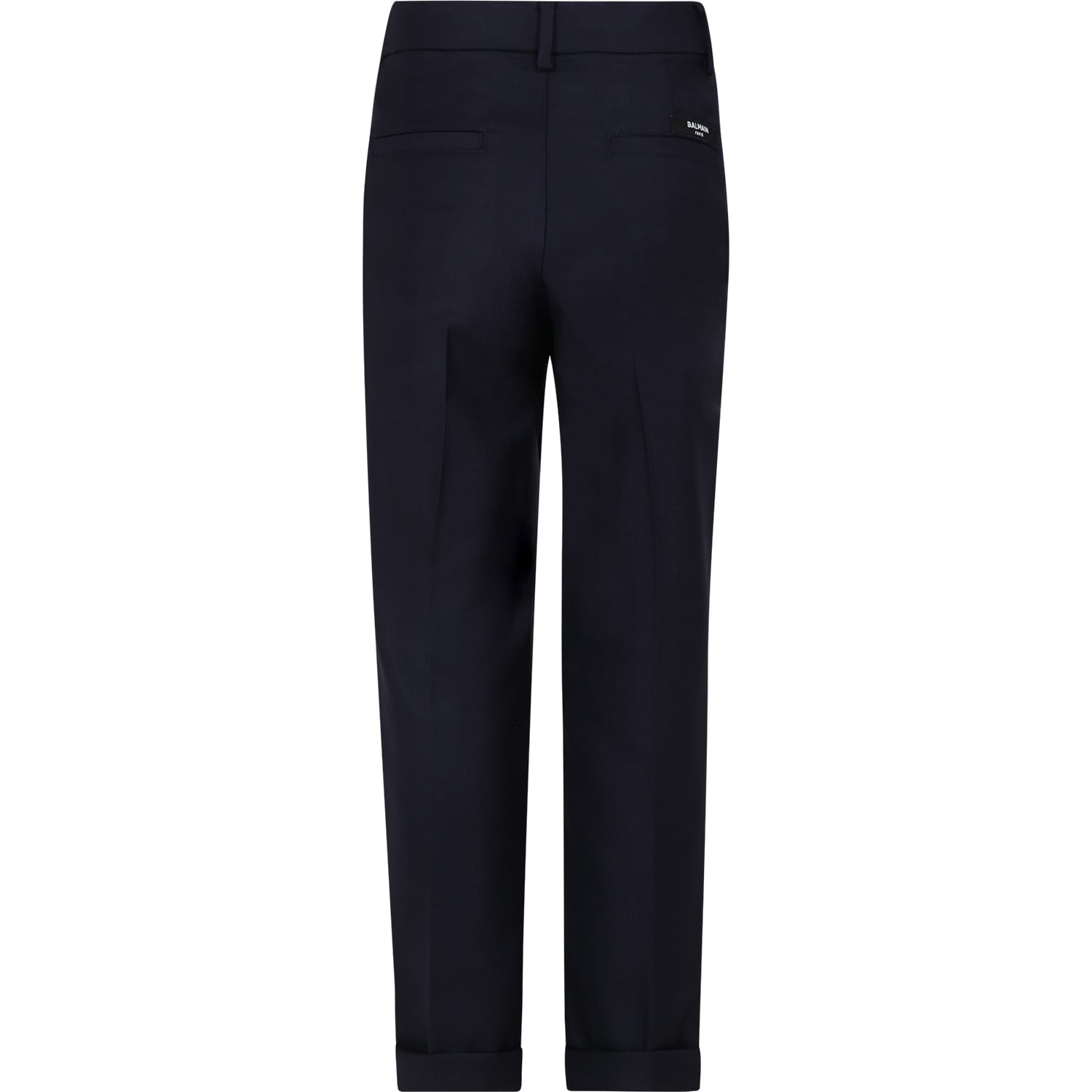 Shop Balmain Blue Trousers For Kids With Logo