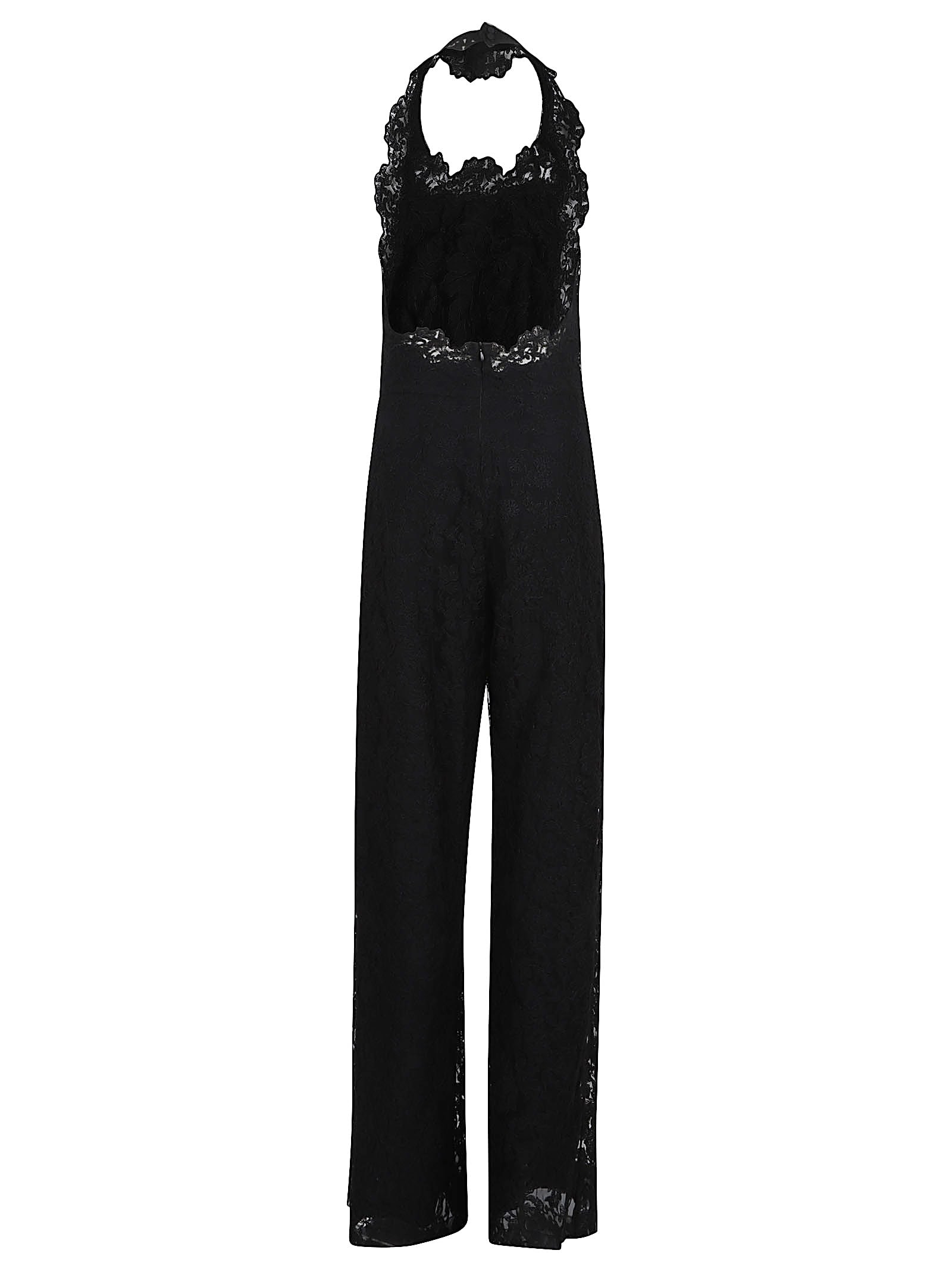 Ermanno Scervino Backless Halter Neck Lace Dress In Black