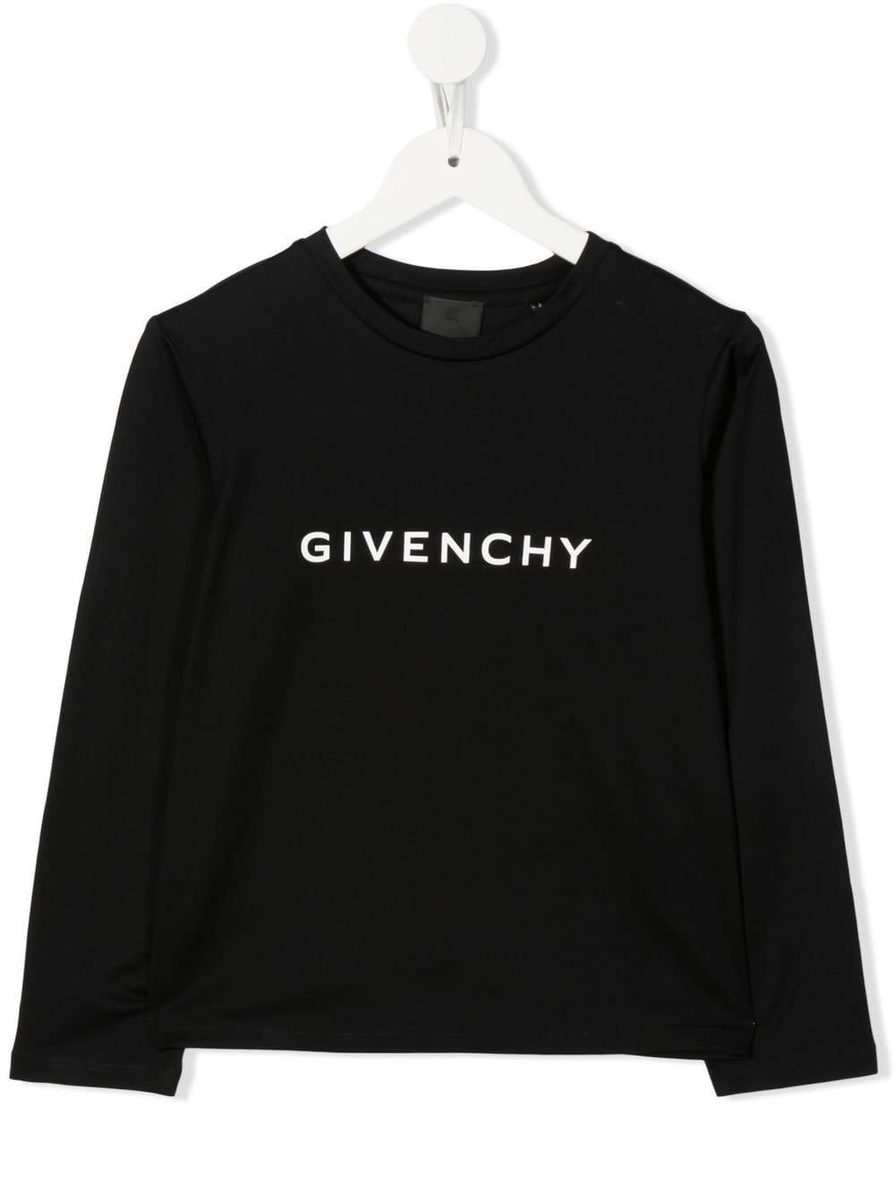 Givenchy Kids Black Long Sleeve T-shirt With Signature And Logo