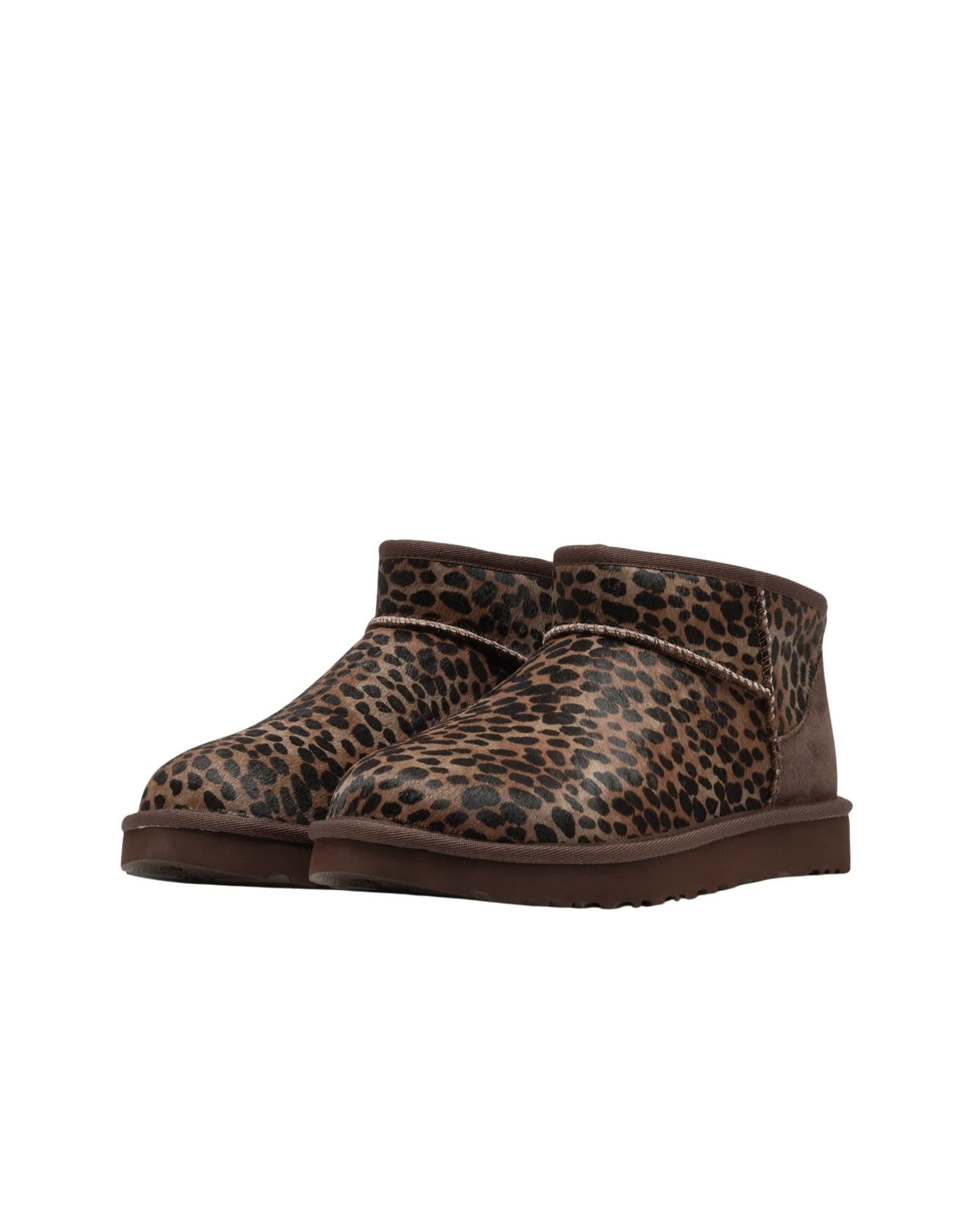 Ugg Classic Ultra Mini Calf-hair Ankle Boots In Animal Print