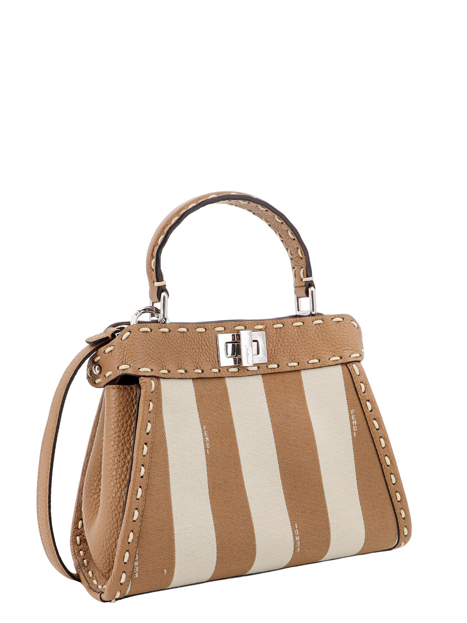 Shop Fendi Peekaboo Mini Handbag In Beige