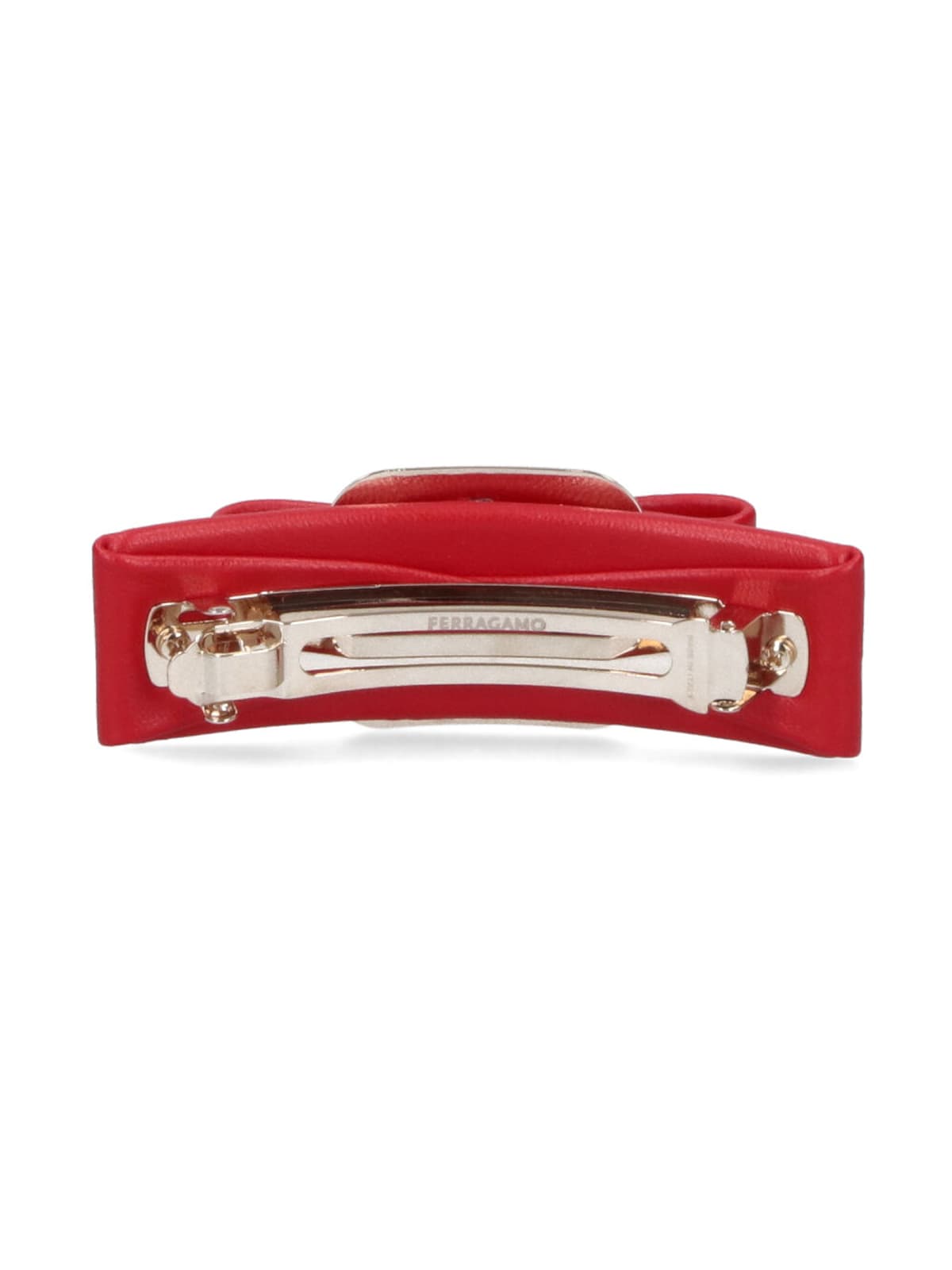 Ferragamo Hair Bow Accessory Metallic Accent Detail In Red