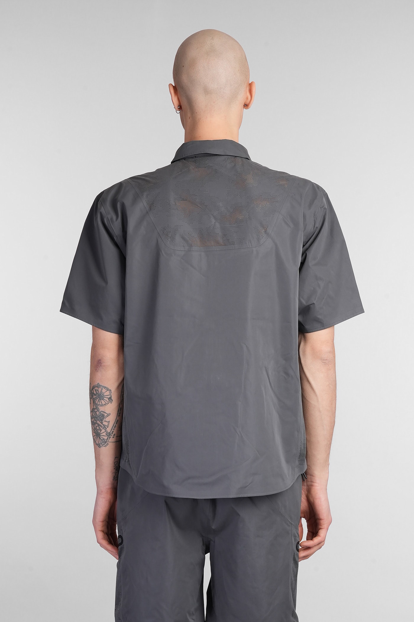 ALPHA INDUSTRIES LASER CUT SHIRT SHIRT IN GREY POLYESTER
