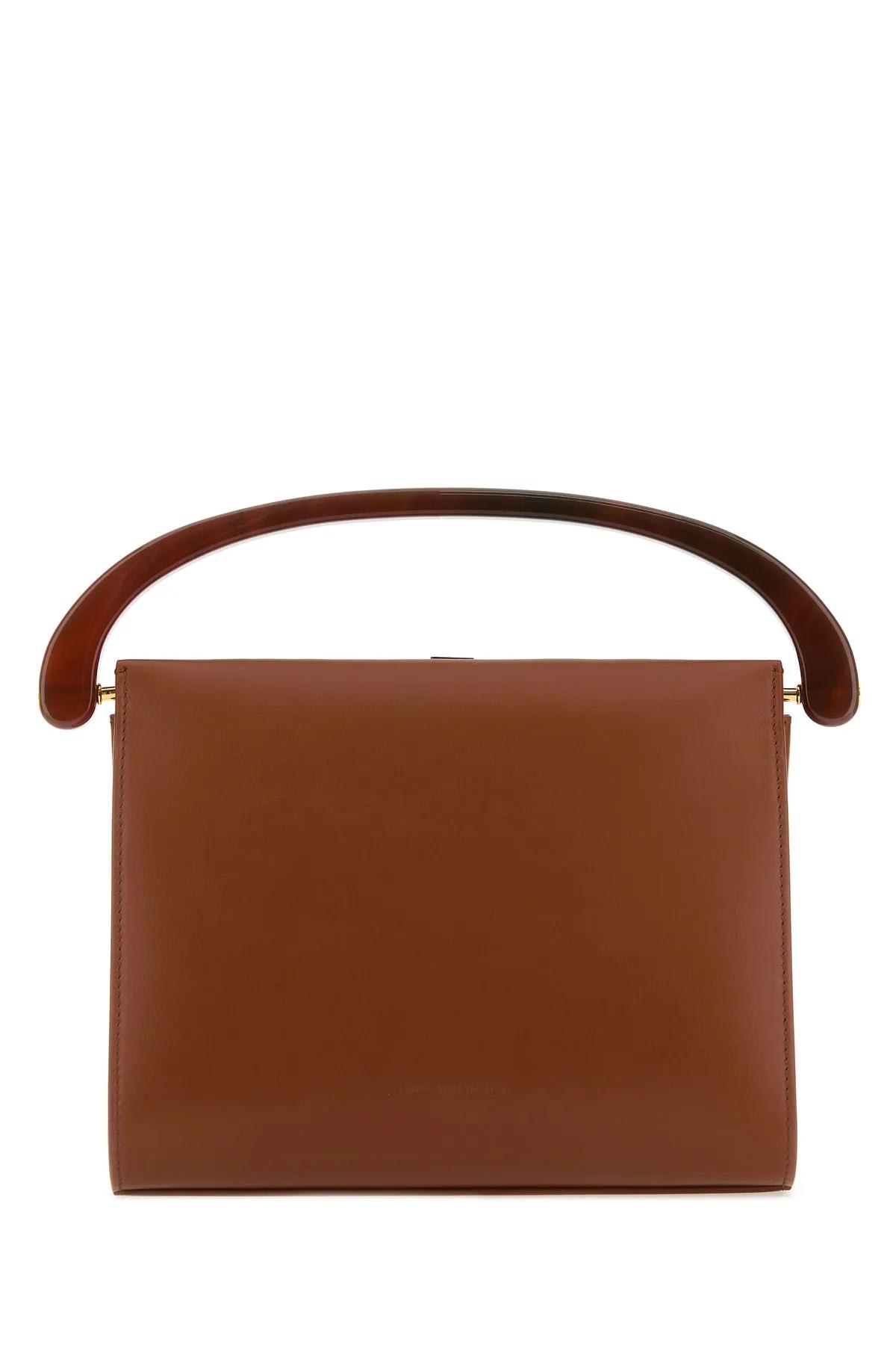 Shop Dries Van Noten Caramel Leather Handbag