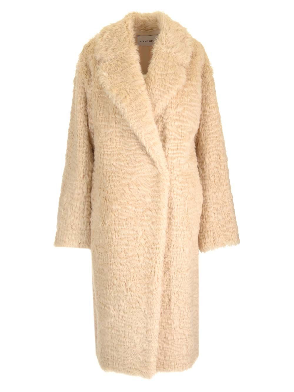 Shop Stand Studio Nicole Eco Fur Coat In Beige