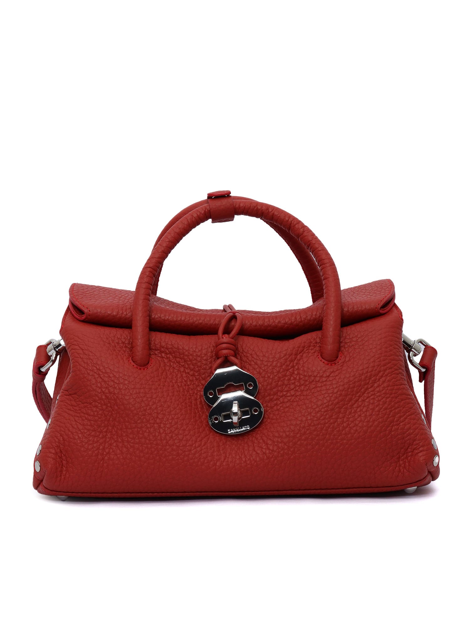 Zanellato Structured Red Leather Handbag With Distinctive Clasp In Red