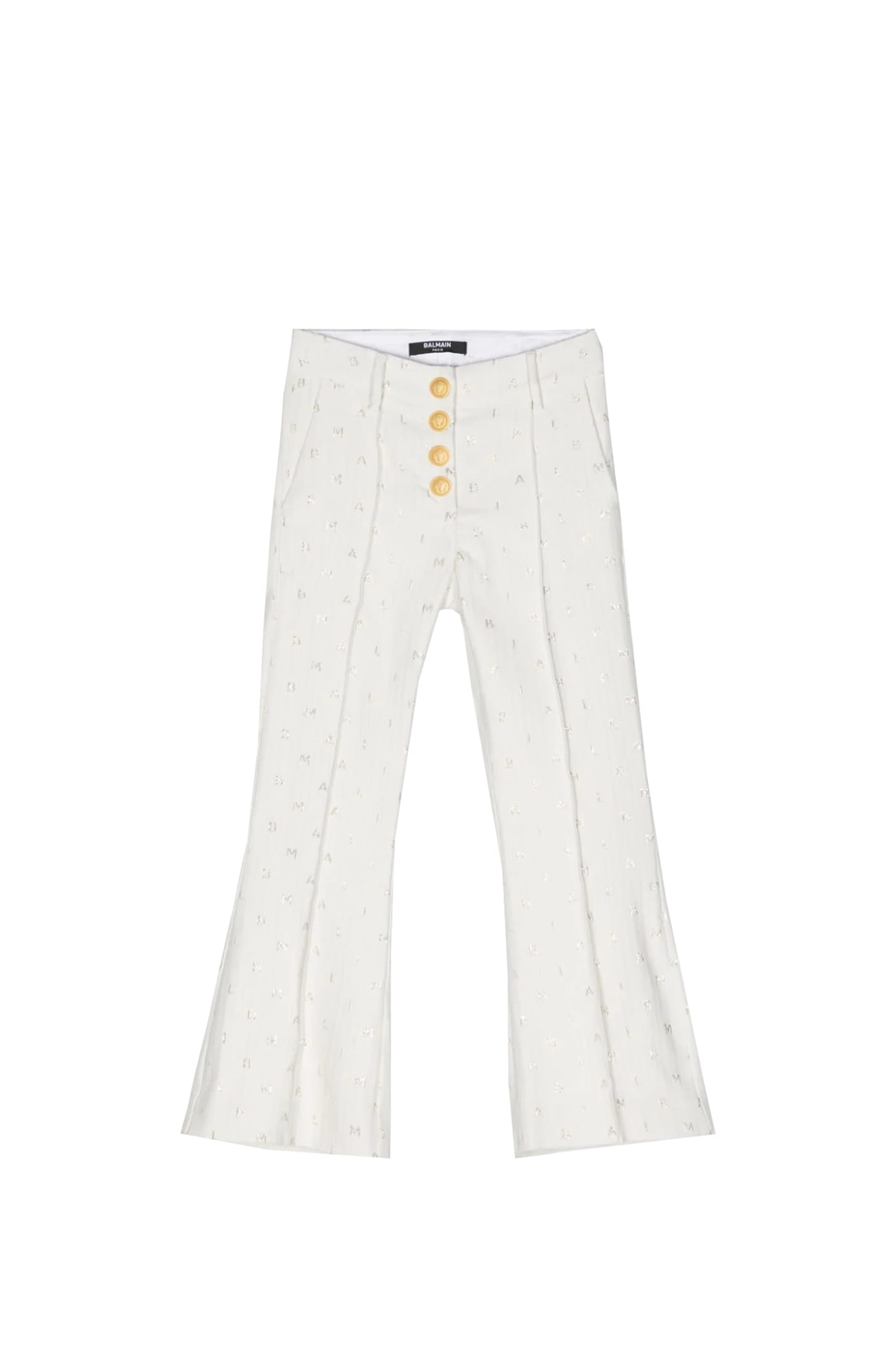 Shop Balmain Flared Pants In White